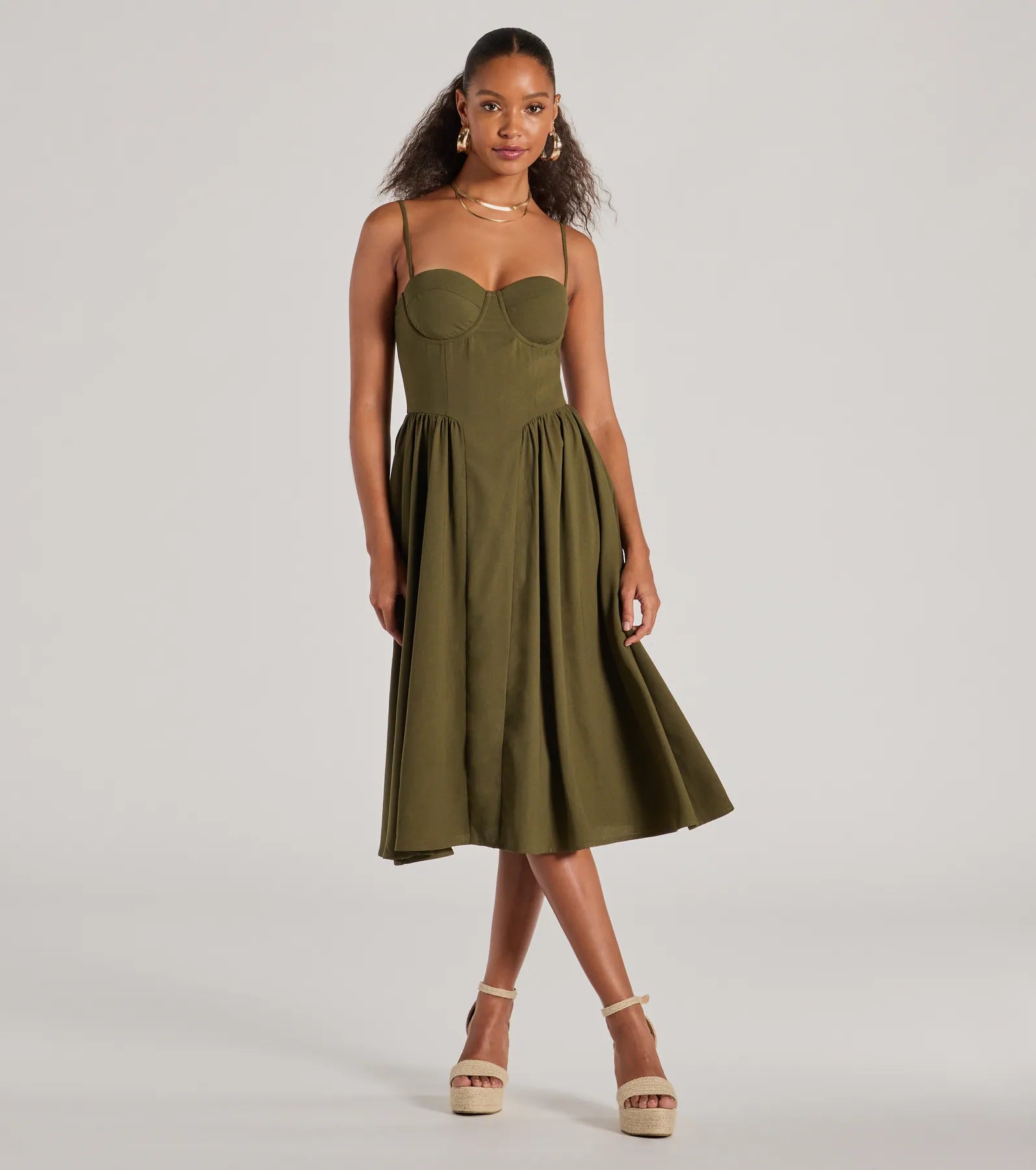 Blissful Afternoons Corset A-Line Midi Dress