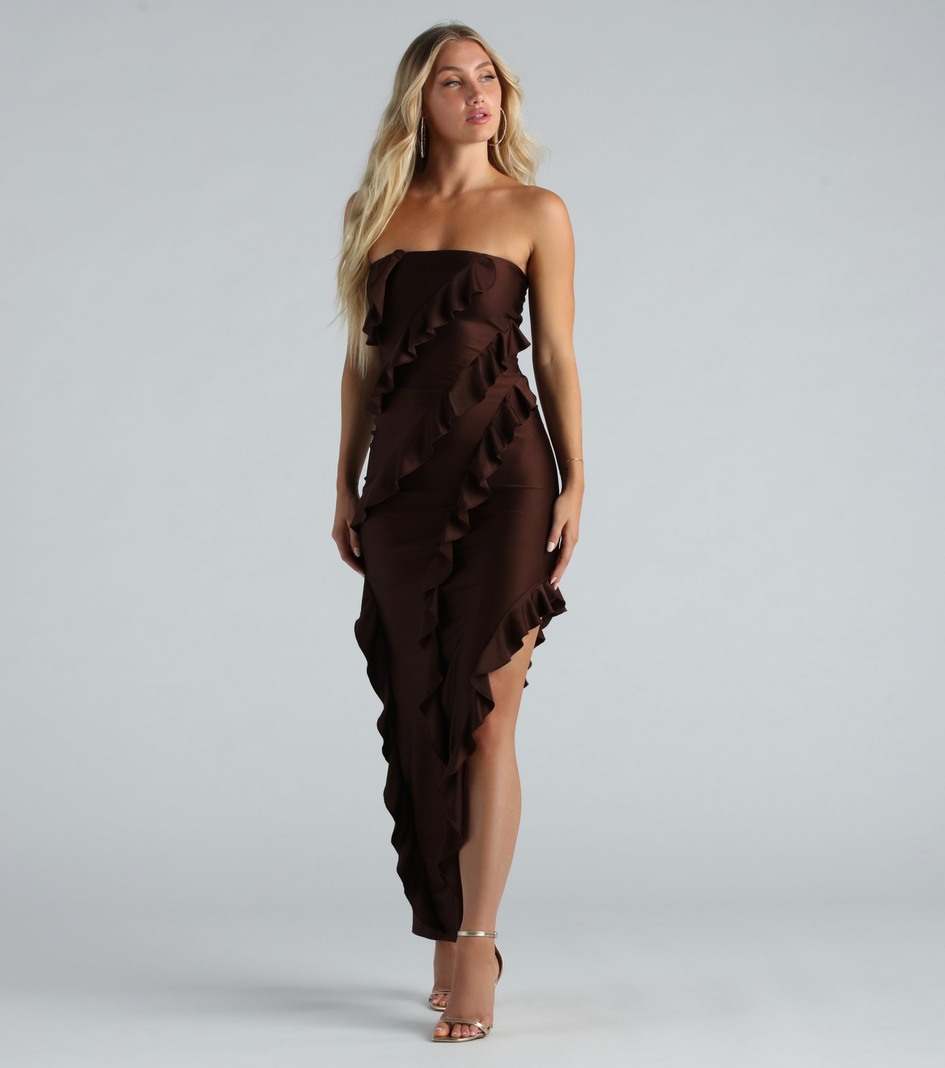 Shayna Formal Strapless Ruffled Long Dress