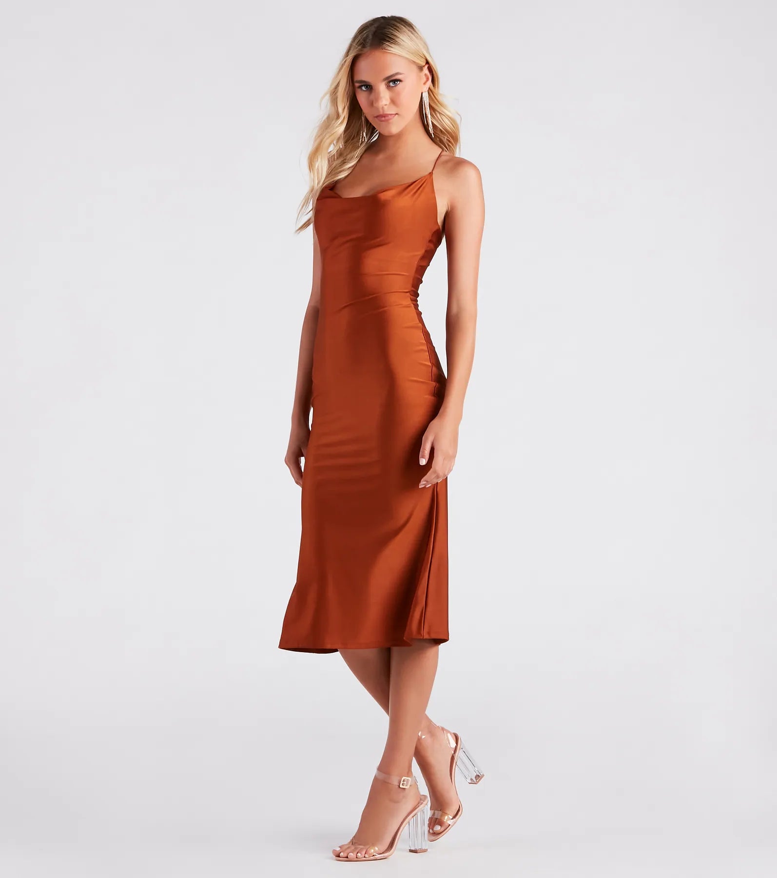 Flatter Me Satin-Knit Midi Dress