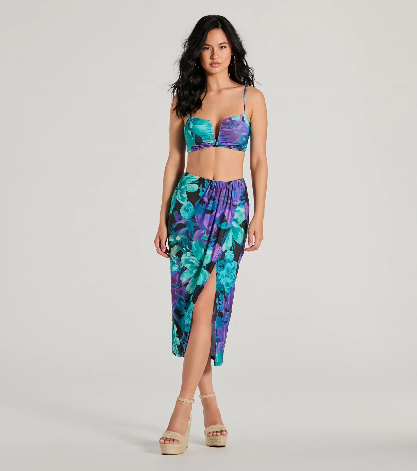 Tropical Vacay Spaghetti Strap Tie-Back Crop Top