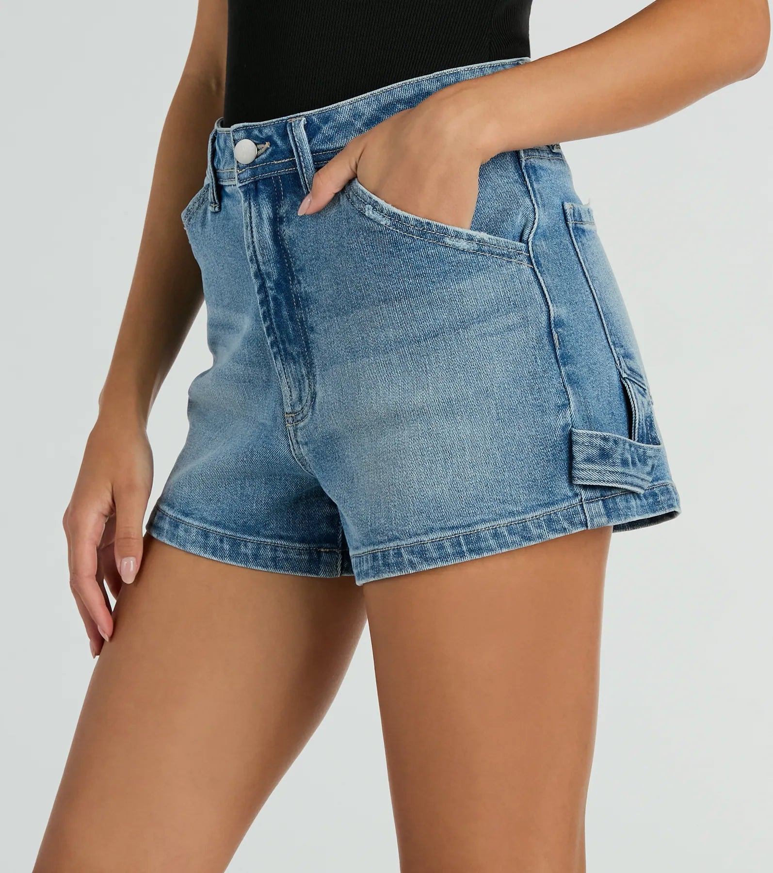 Next Chapter High-Rise Carpenter Denim Shorts