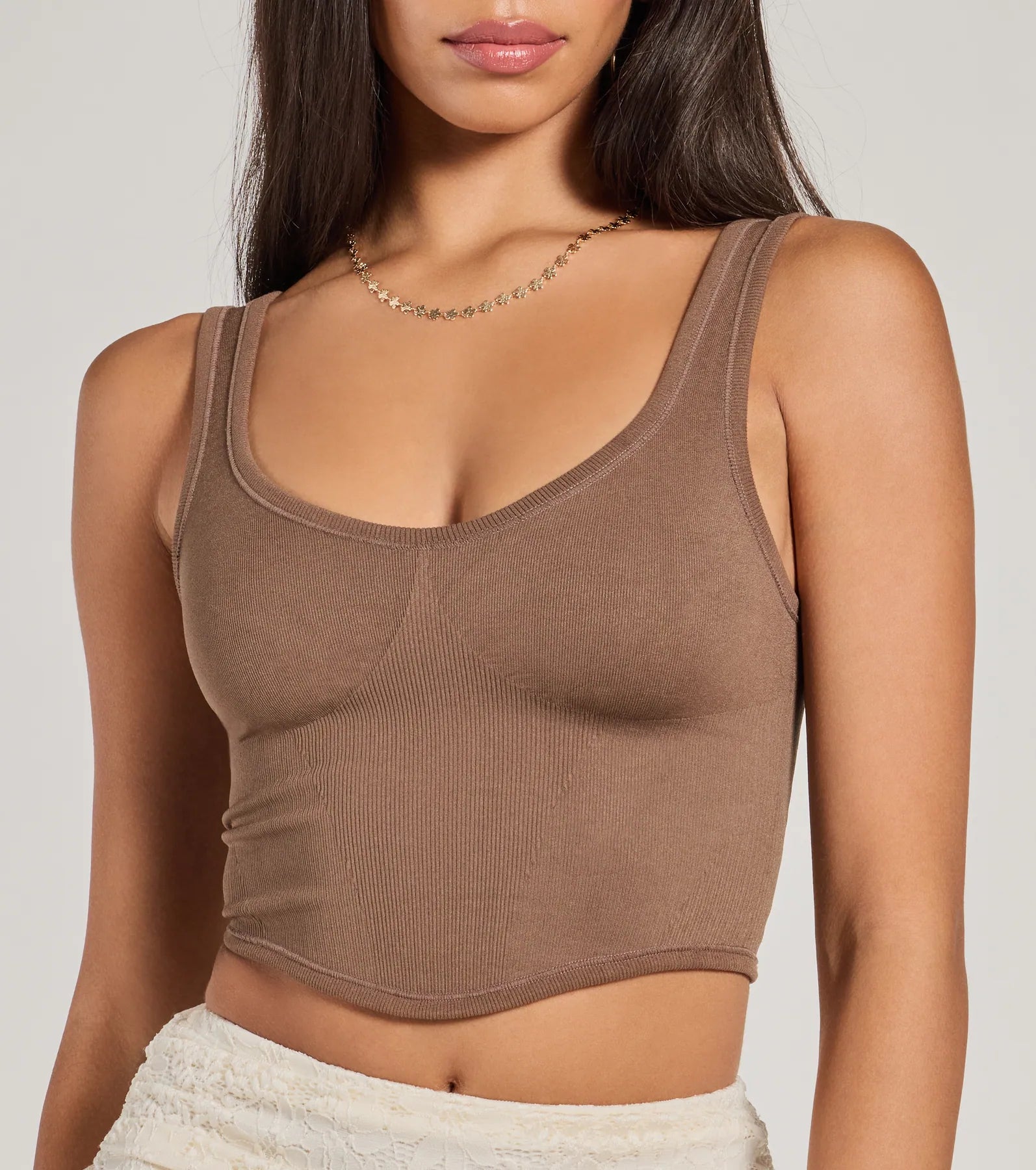 Adorable Basic Scoop Neck Seamless Crop Top