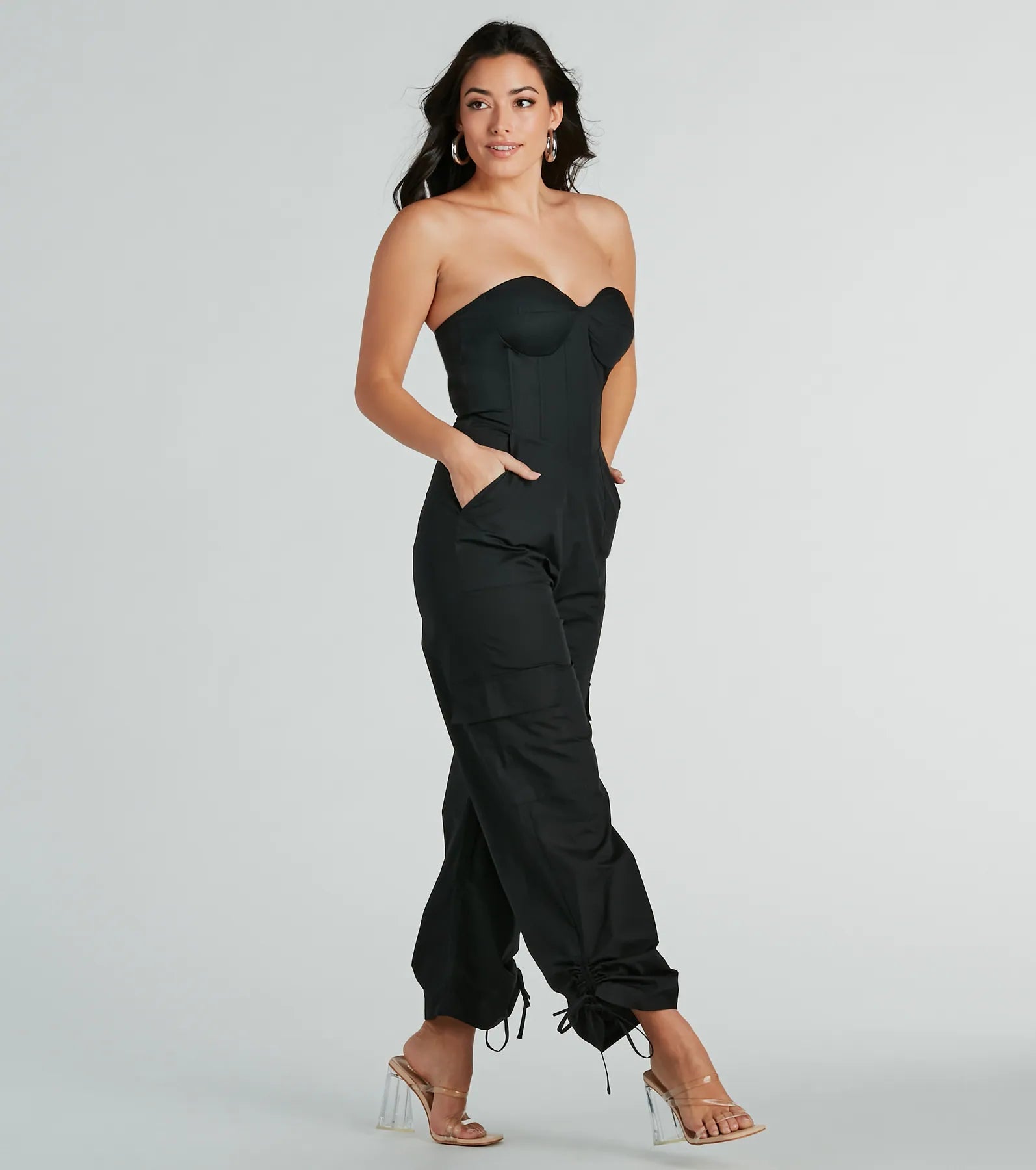 Weekend Fit Strapless Bustier Woven Jumpsuit