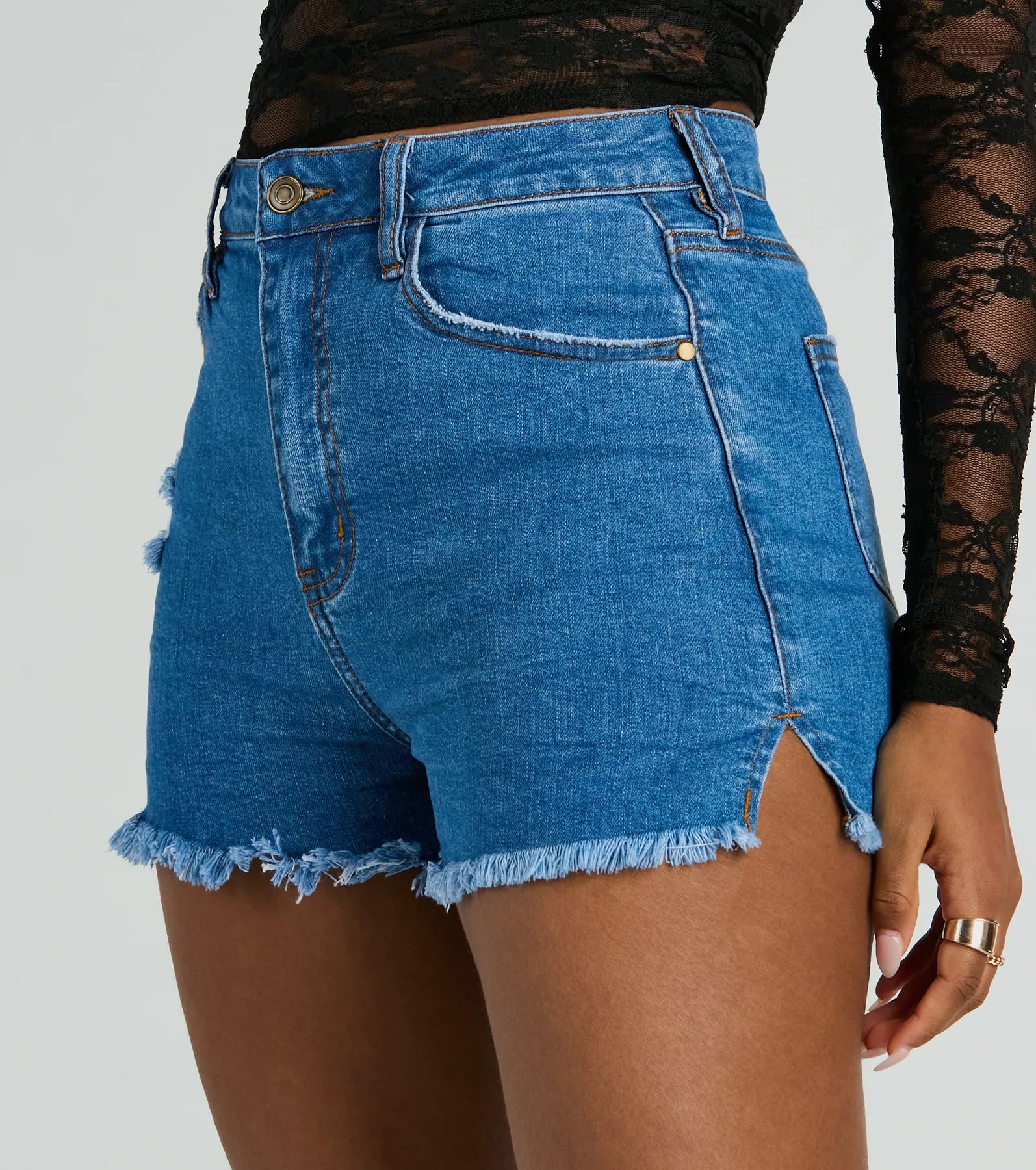 Weekend Fray High Rise Denim Shorts