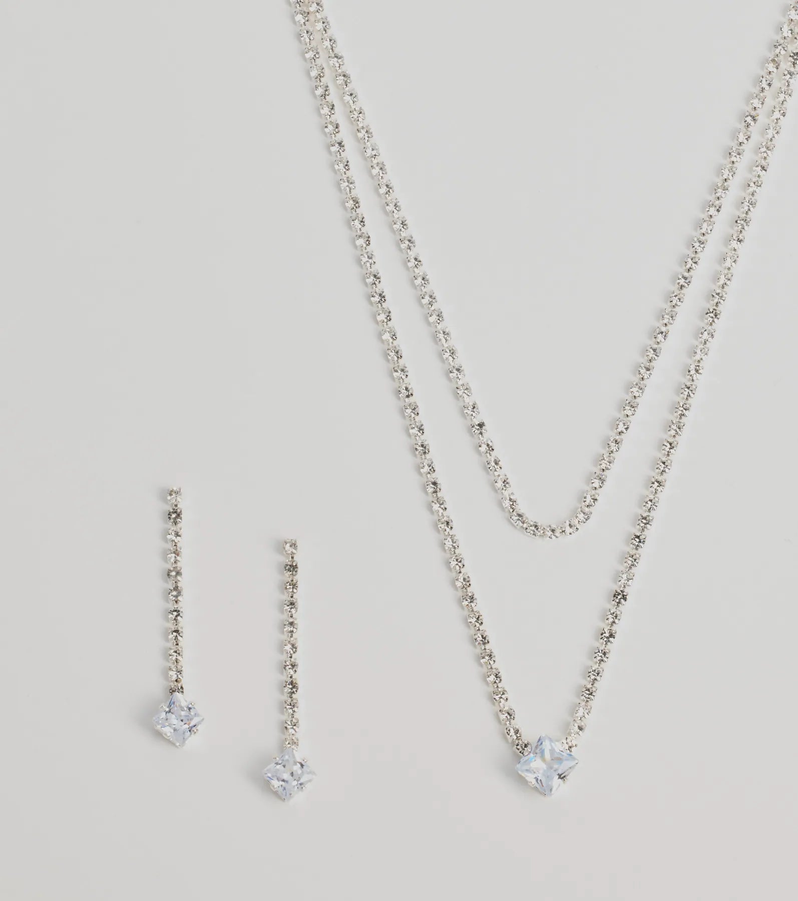 Elegant Sparkle Rhinestone Necklace And Earrings Set