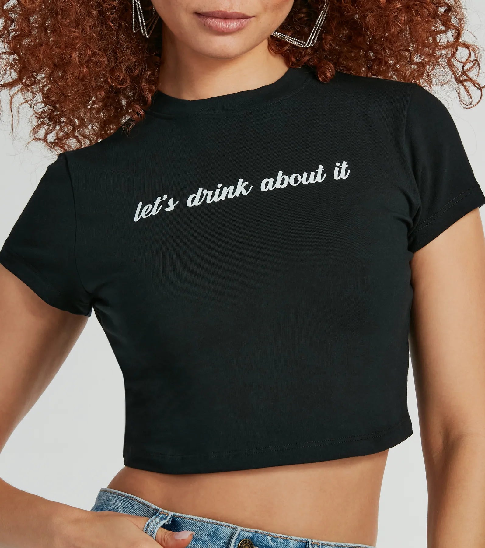 Let's Drink About It Crop Graphic Tee