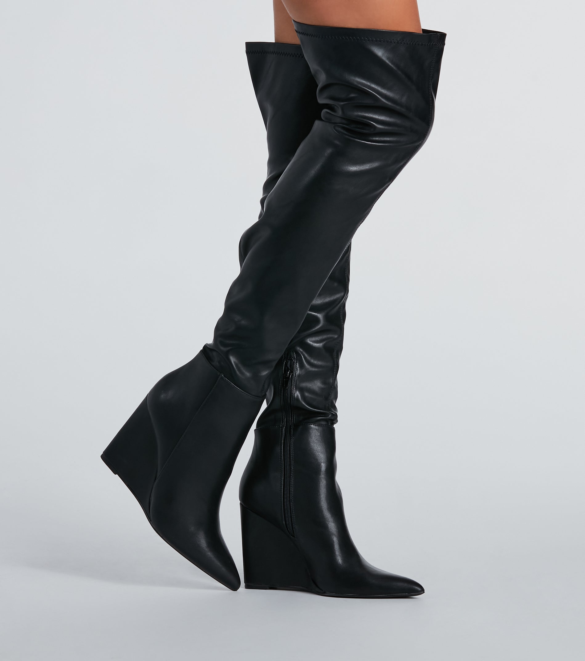 Standing Out Wedge Over-The-Knee Boots