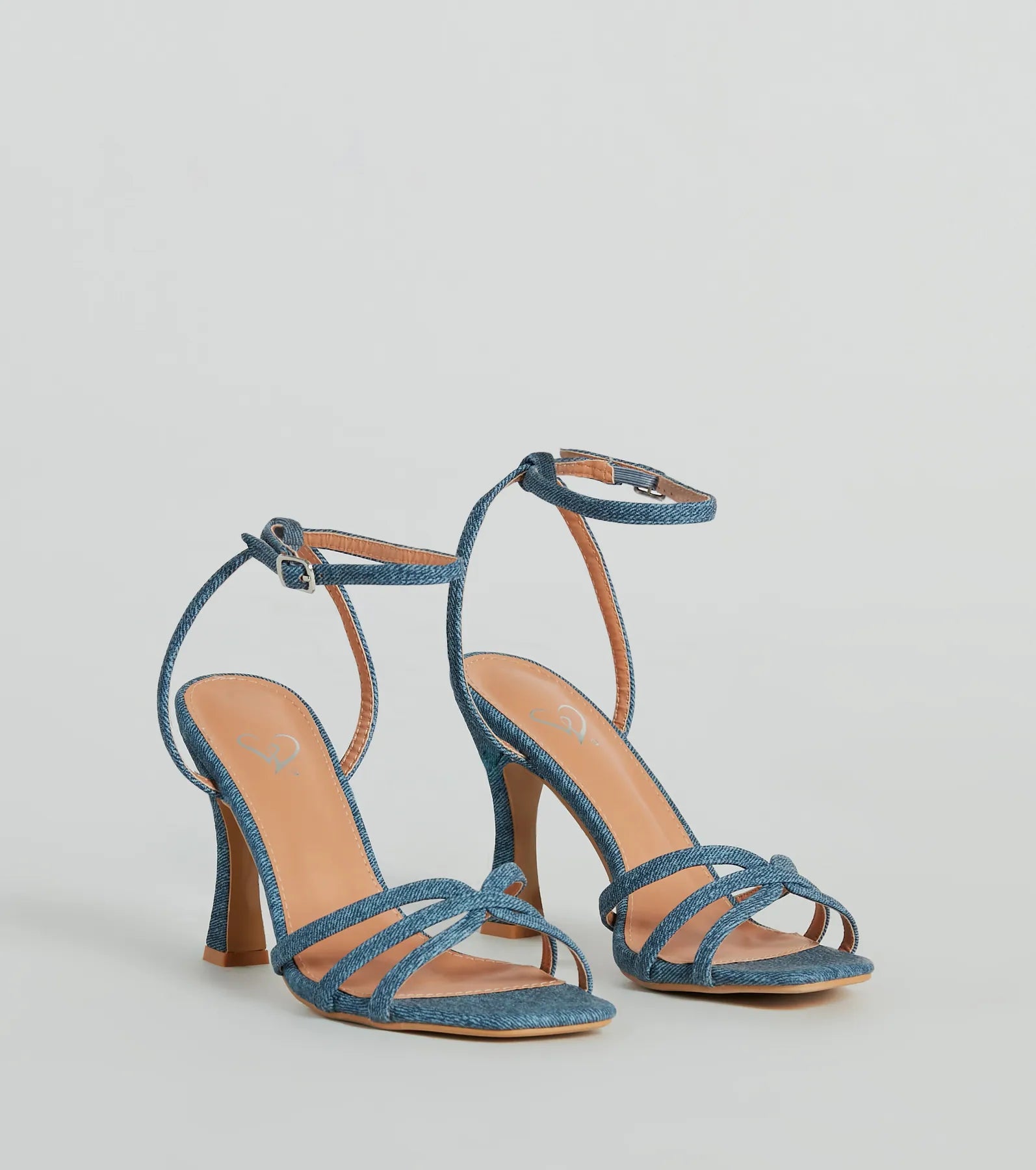 Season Staple Denim Print Faux Leather Stiletto Heels