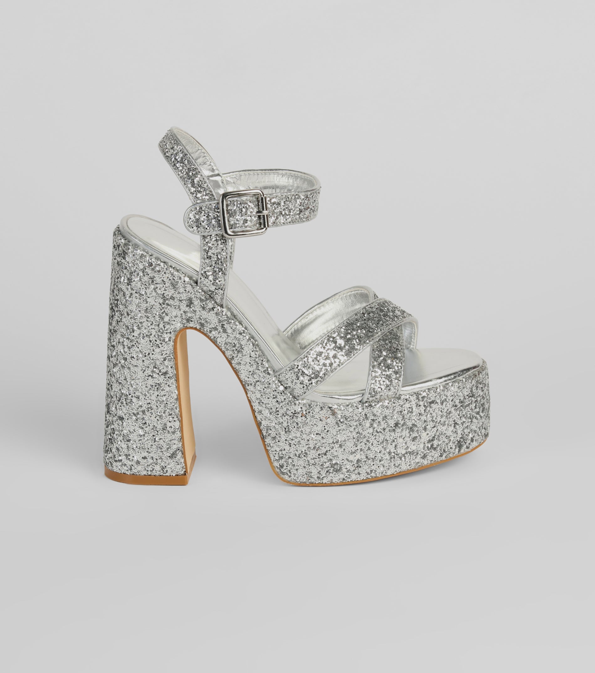 Step Into Sparkle Glitter Platform Heels