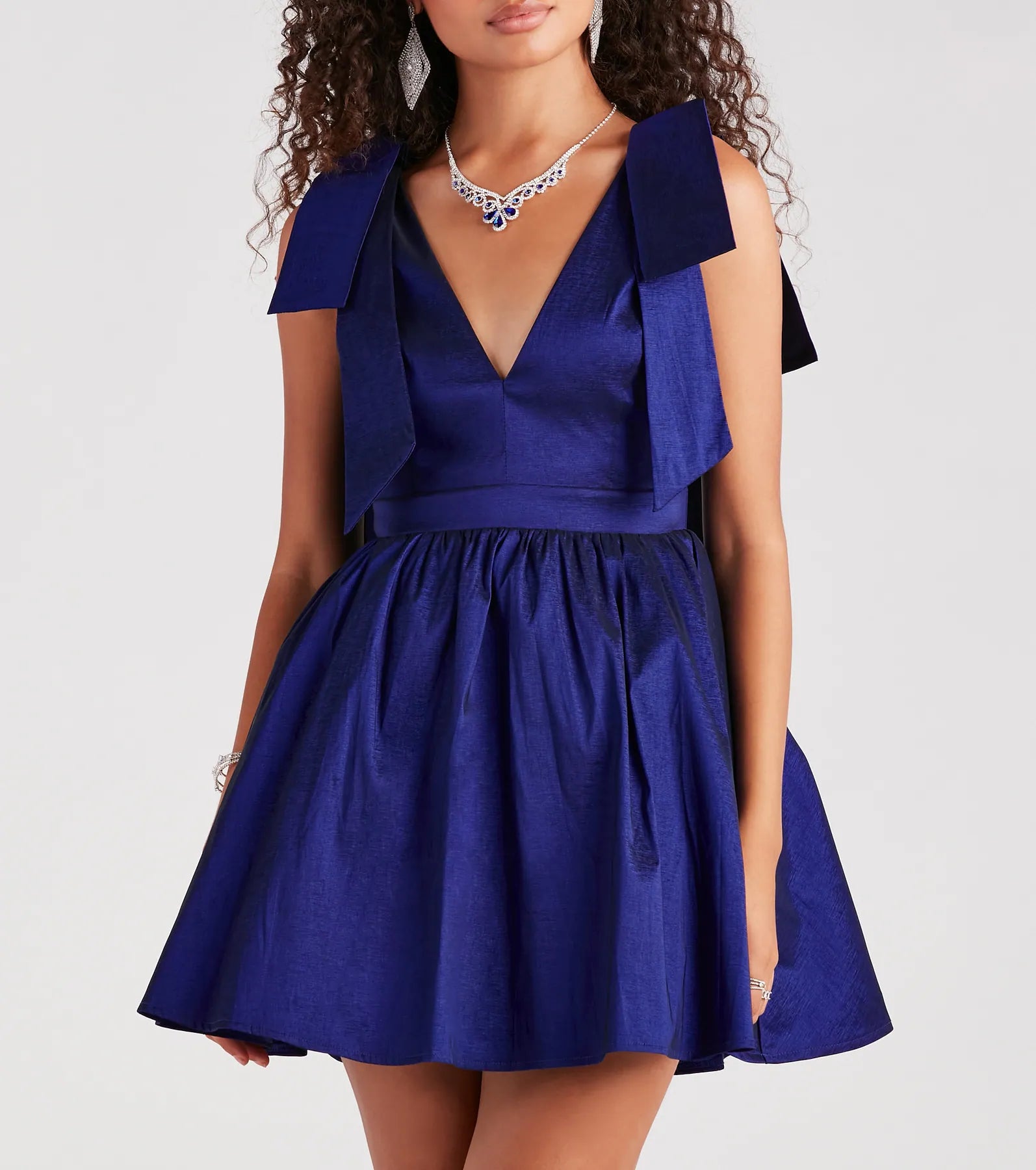 Mayva Taffeta Bow A-Line Short Dress