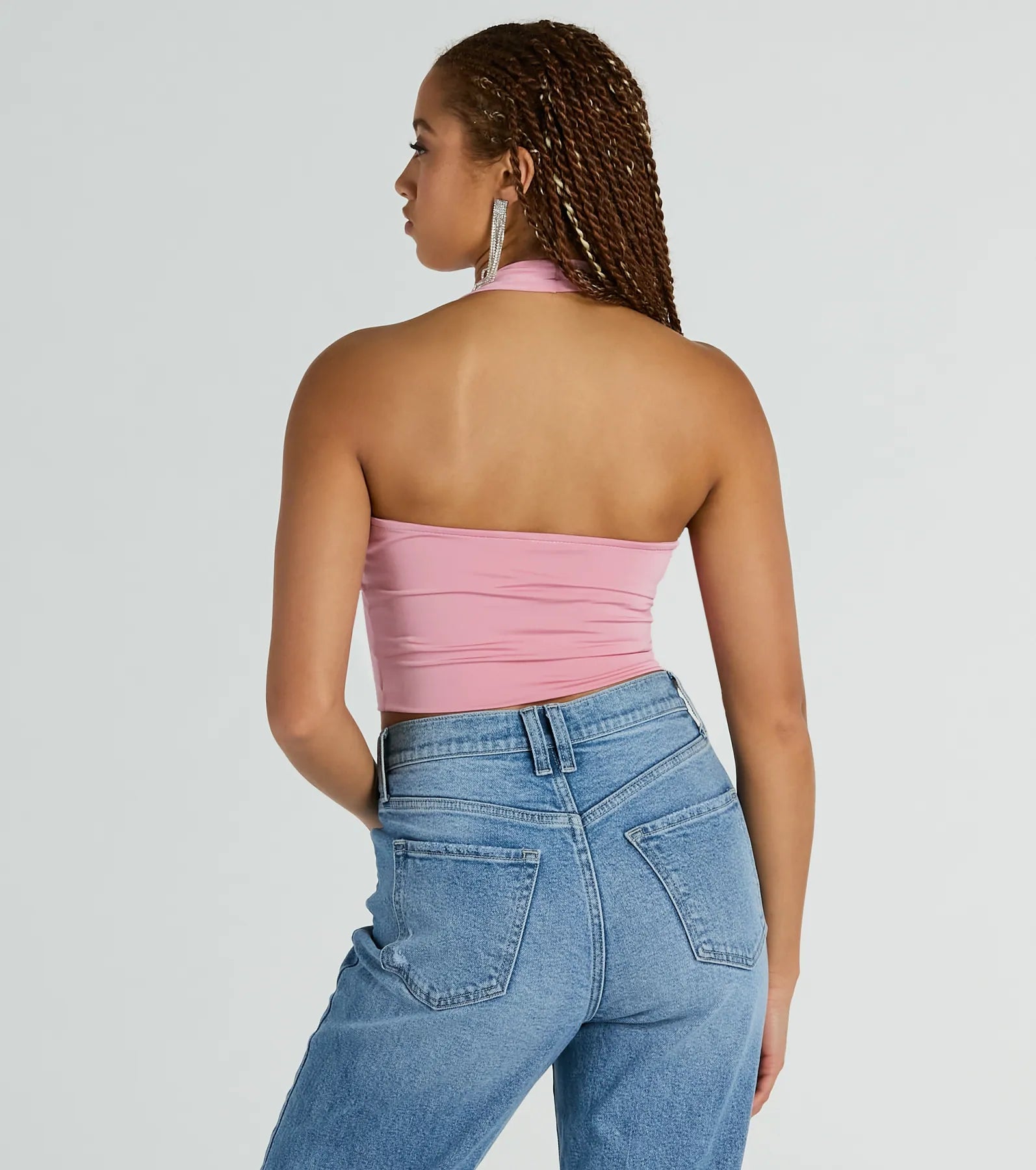 Take The Plunge Sleeveless Halter Crop Top