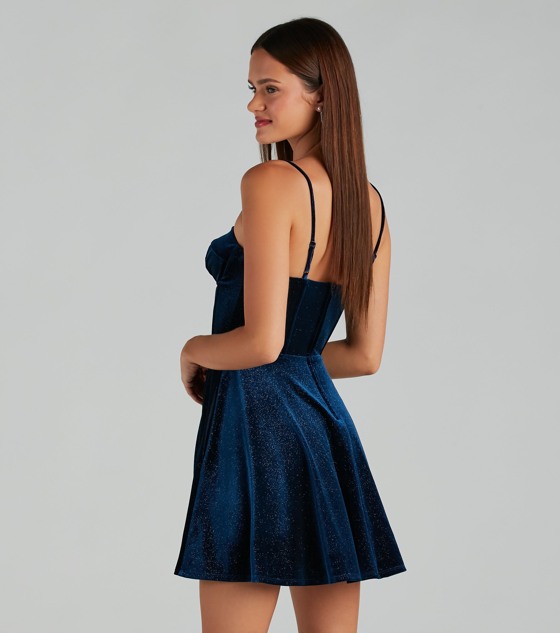 Hope Glitter Velvet Bustier Skater Dress