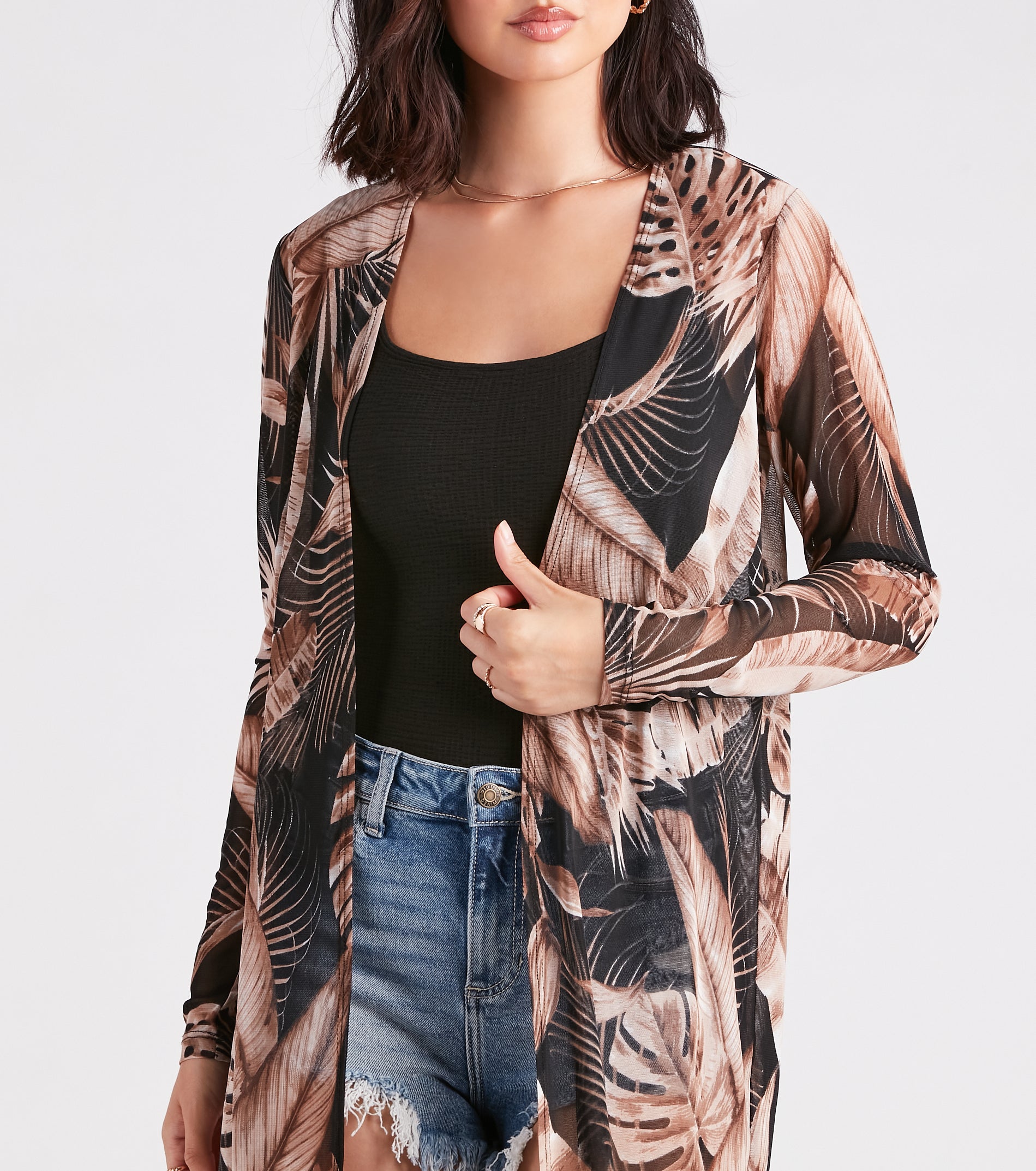 Feel The Breeze Palm Print Mesh Duster