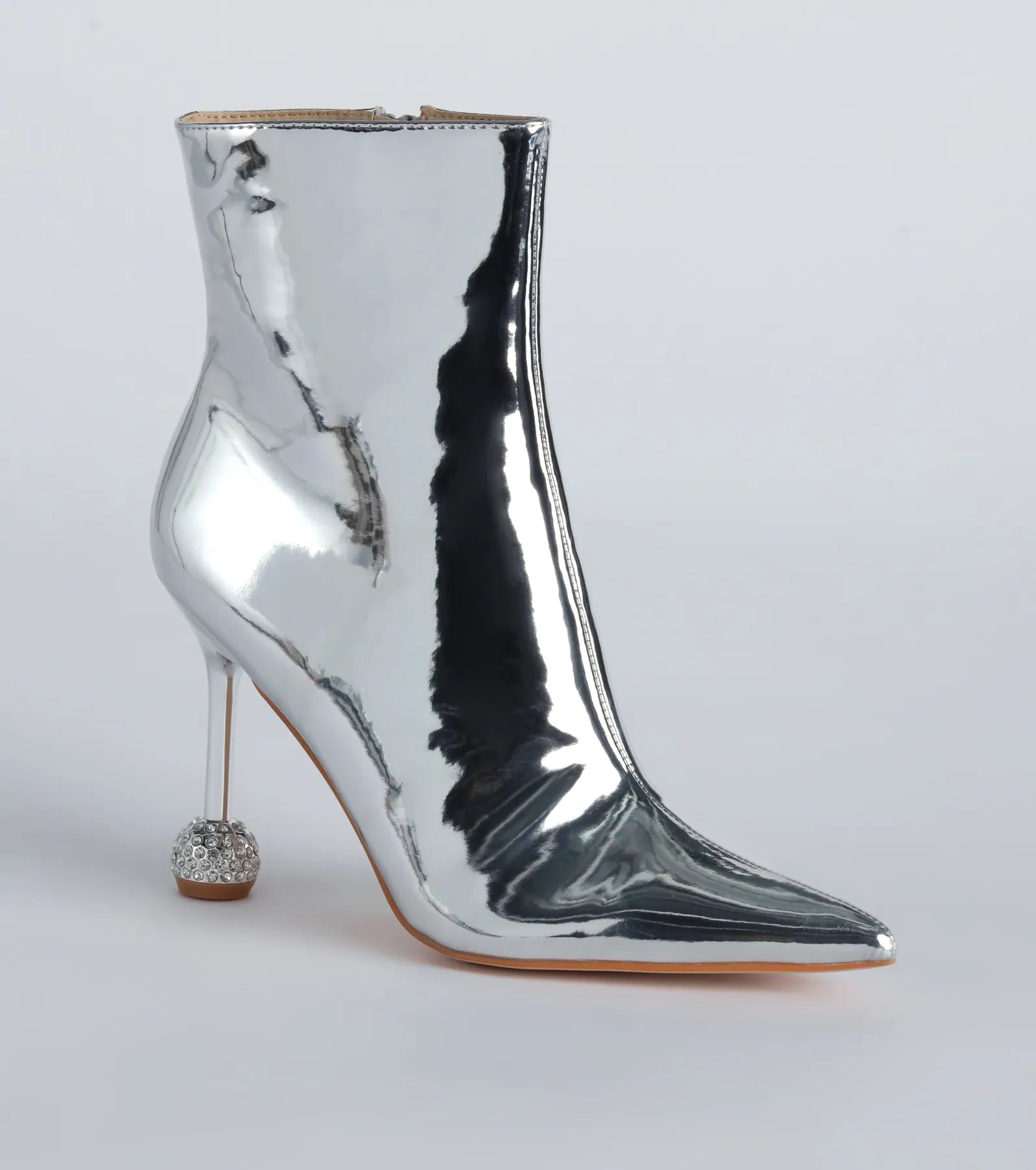 Glamorous Nights Patent Rhinestone Heel Booties