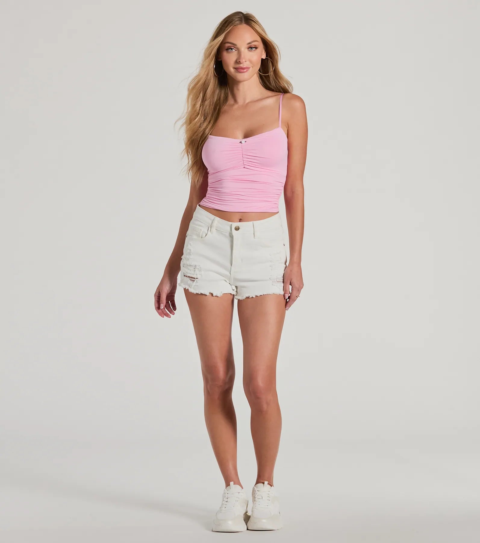 Femme And Fun Sleeveless Rosette Crop Top