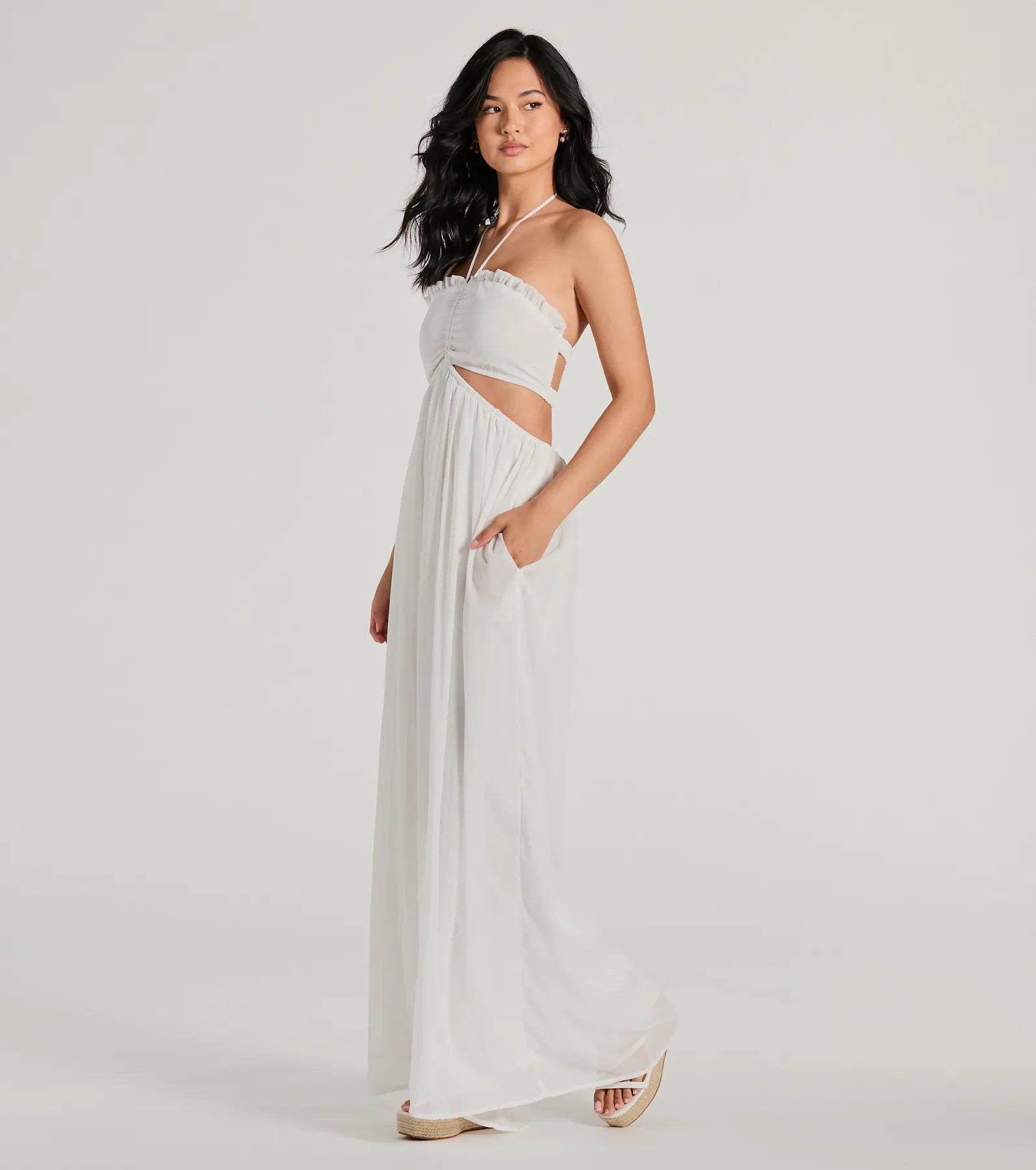 Ready To Charm Halter Cutout Wide-Leg Jumpsuit