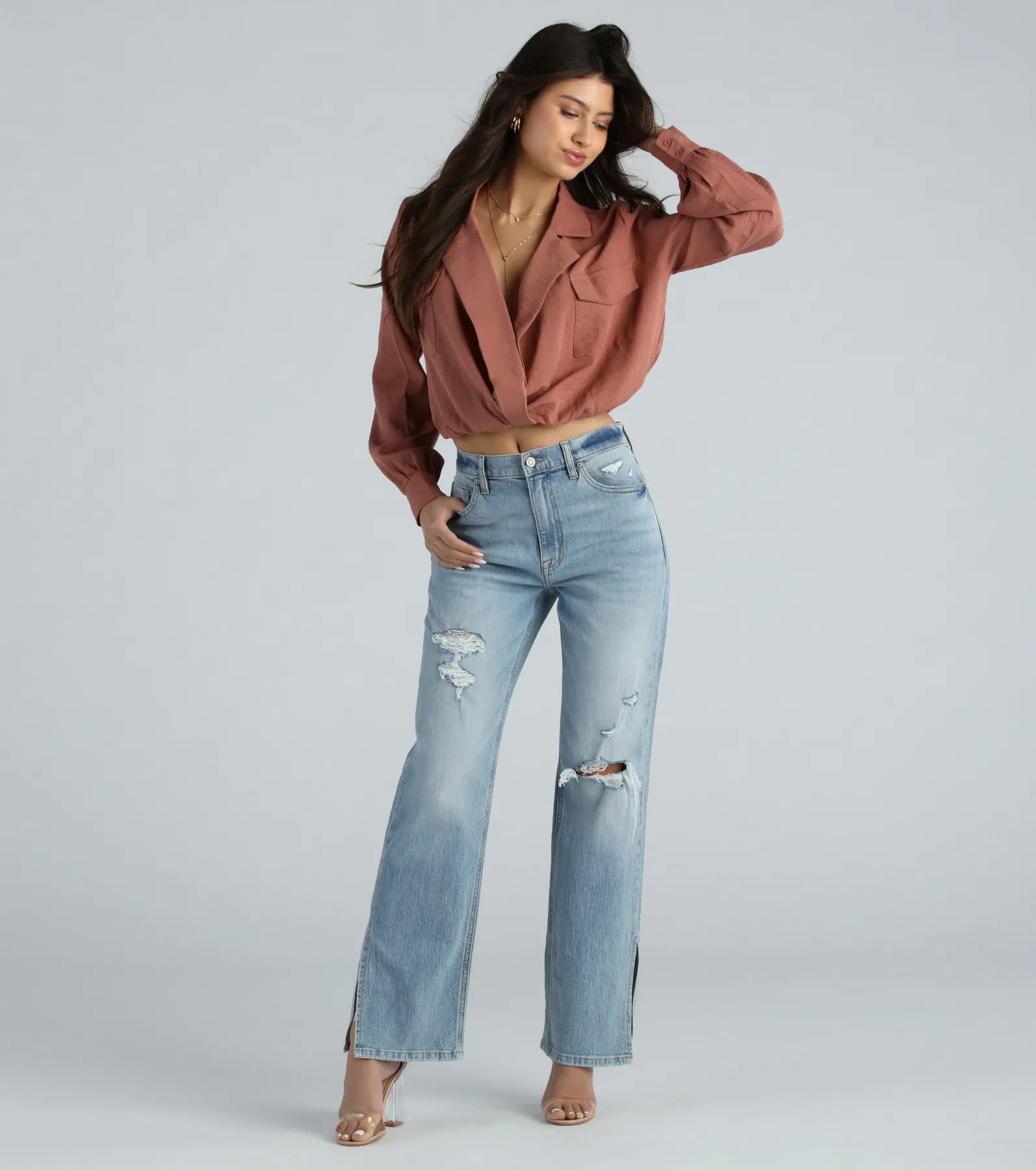 Endless Possibility Surplice Crop Blouse