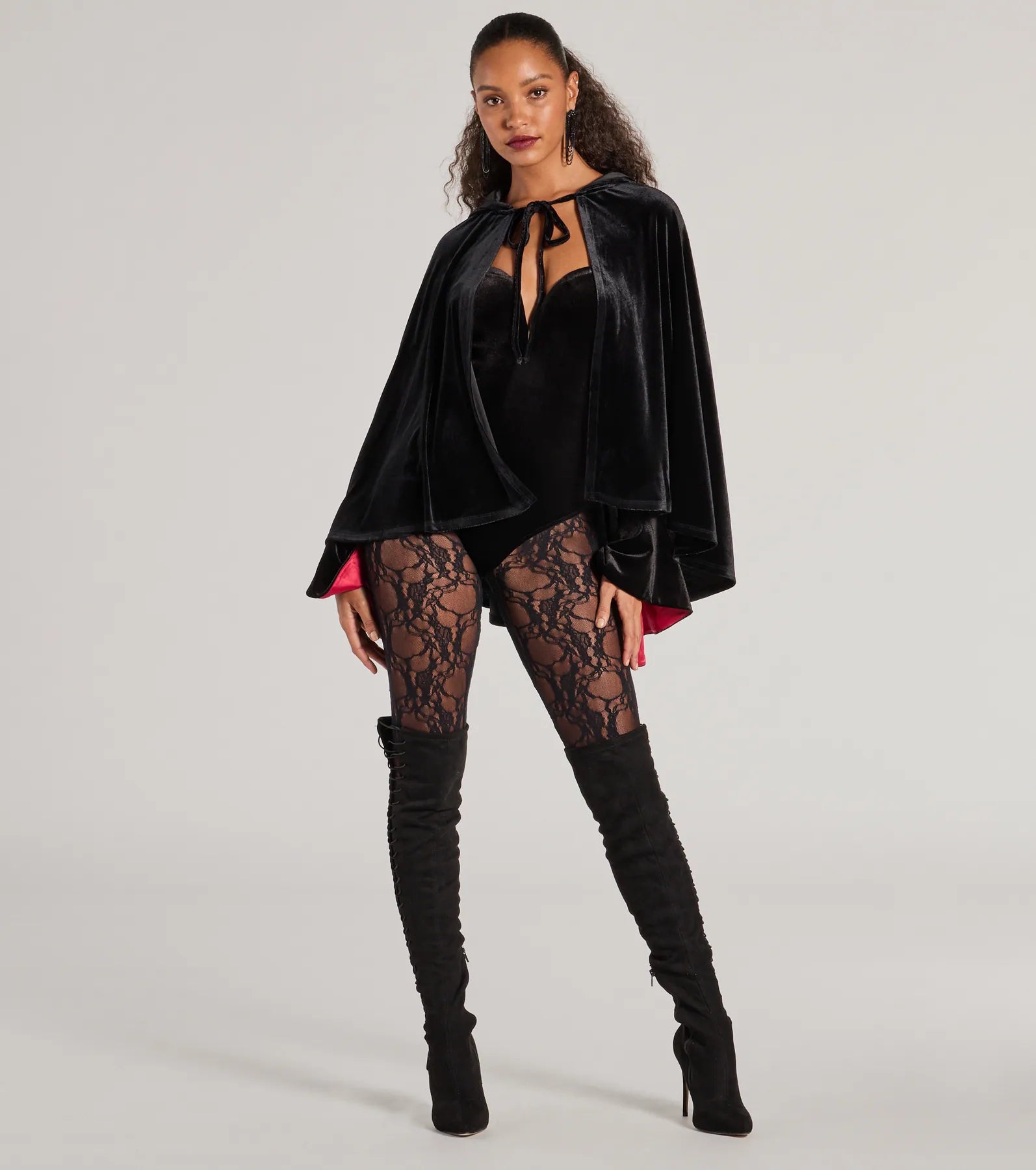 Spooky And Sultry Velvet Hooded Cape