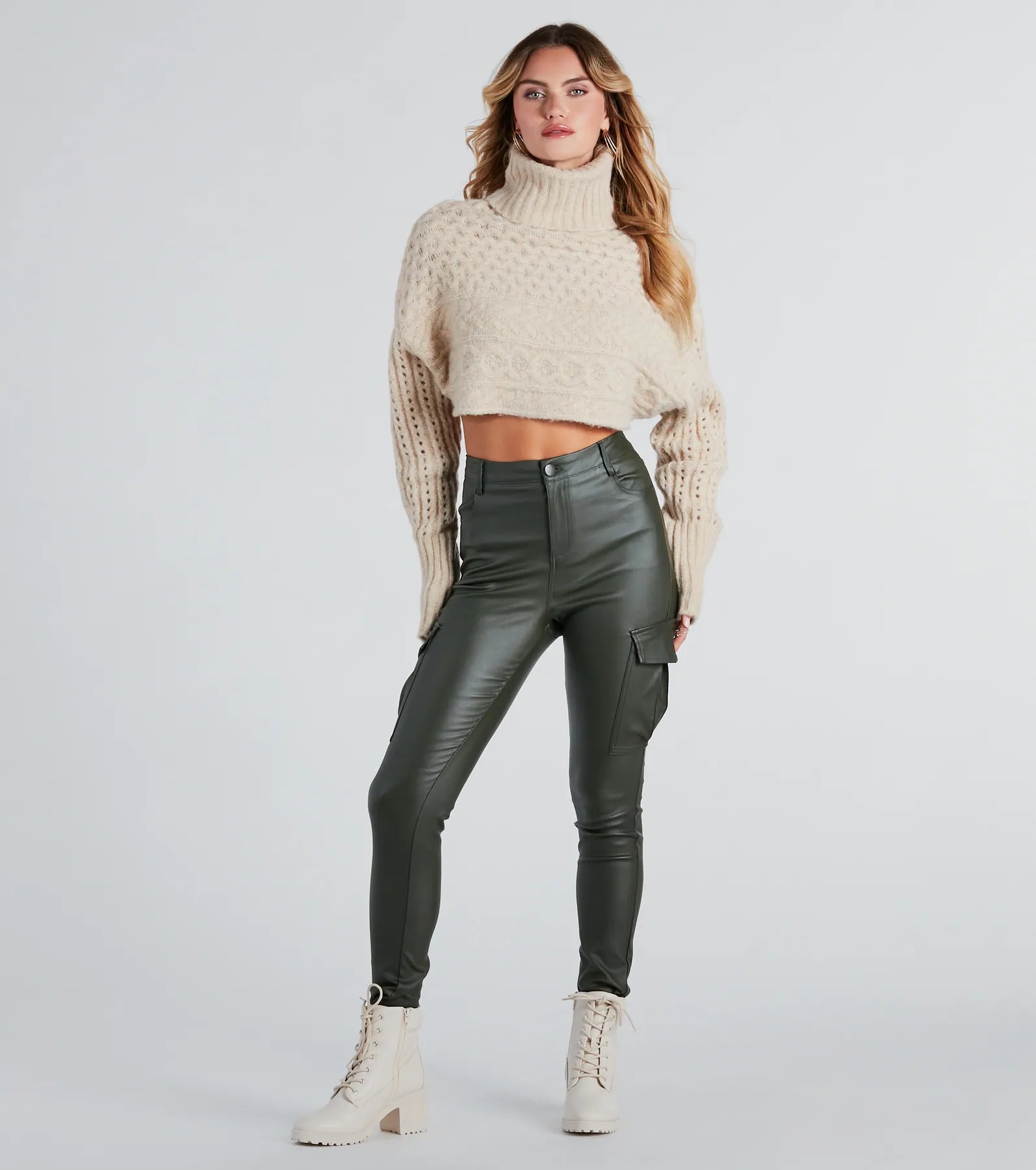 Cozy Bonds Cable Knit Turtleneck Sweater