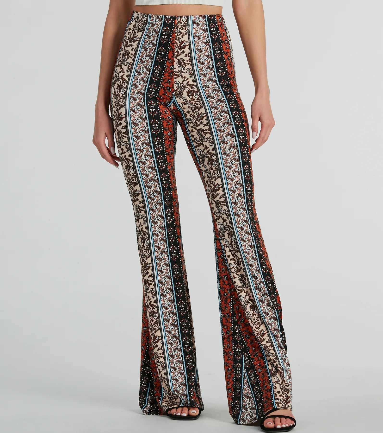 Wanderlust Paisley Print Knit Flare Pants