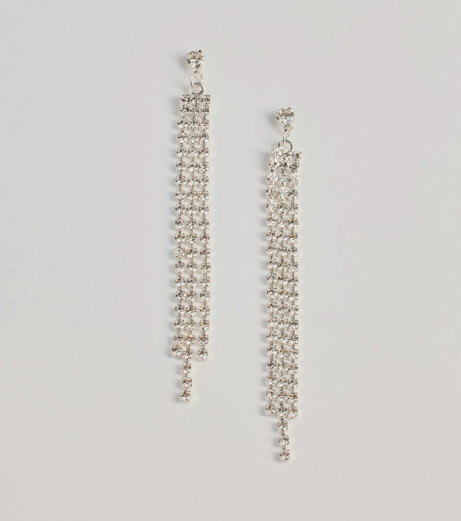 Endless Shine Rhinestone Fringe Earrings