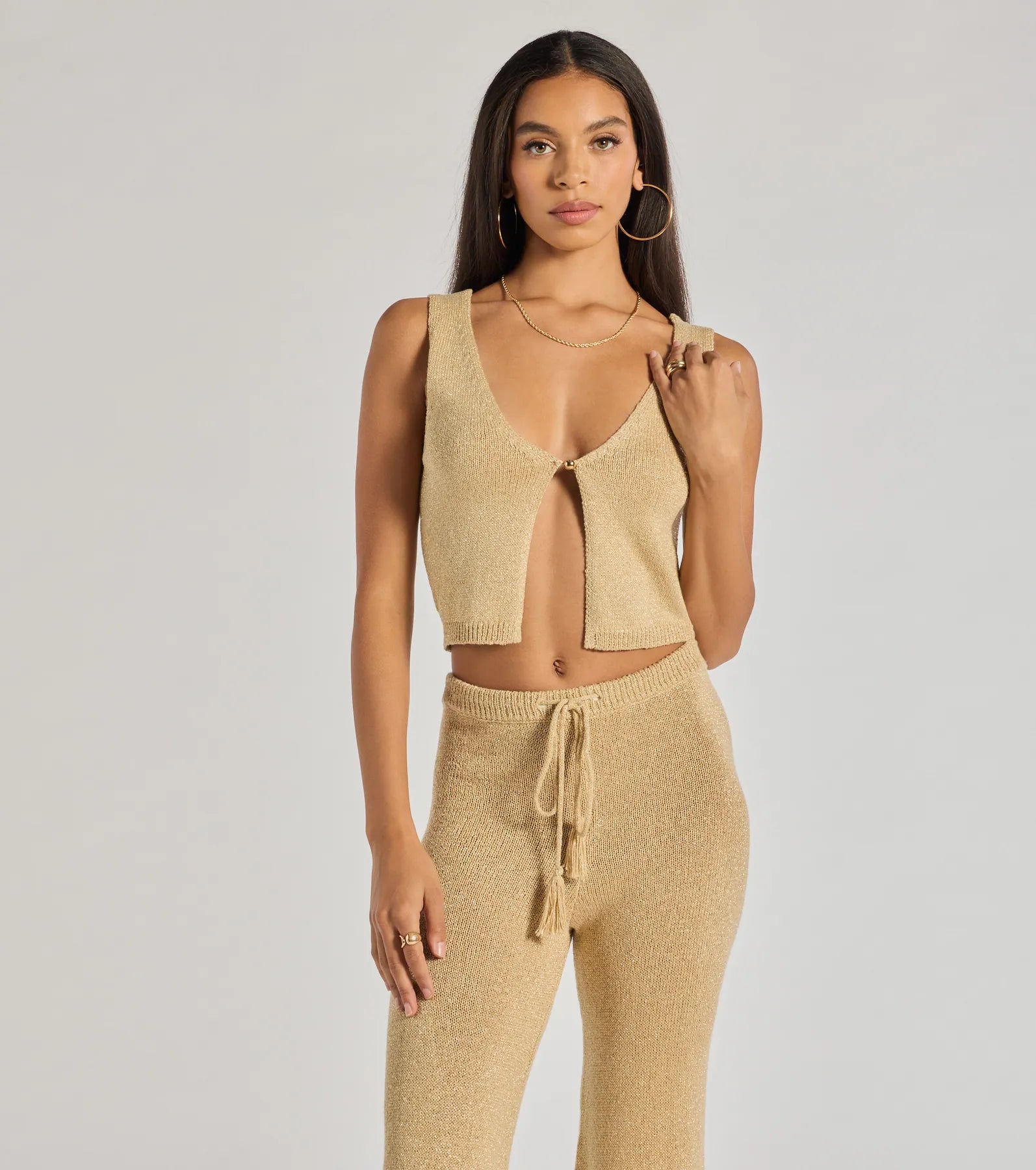 Glow Up Button-Front Cropped Vest