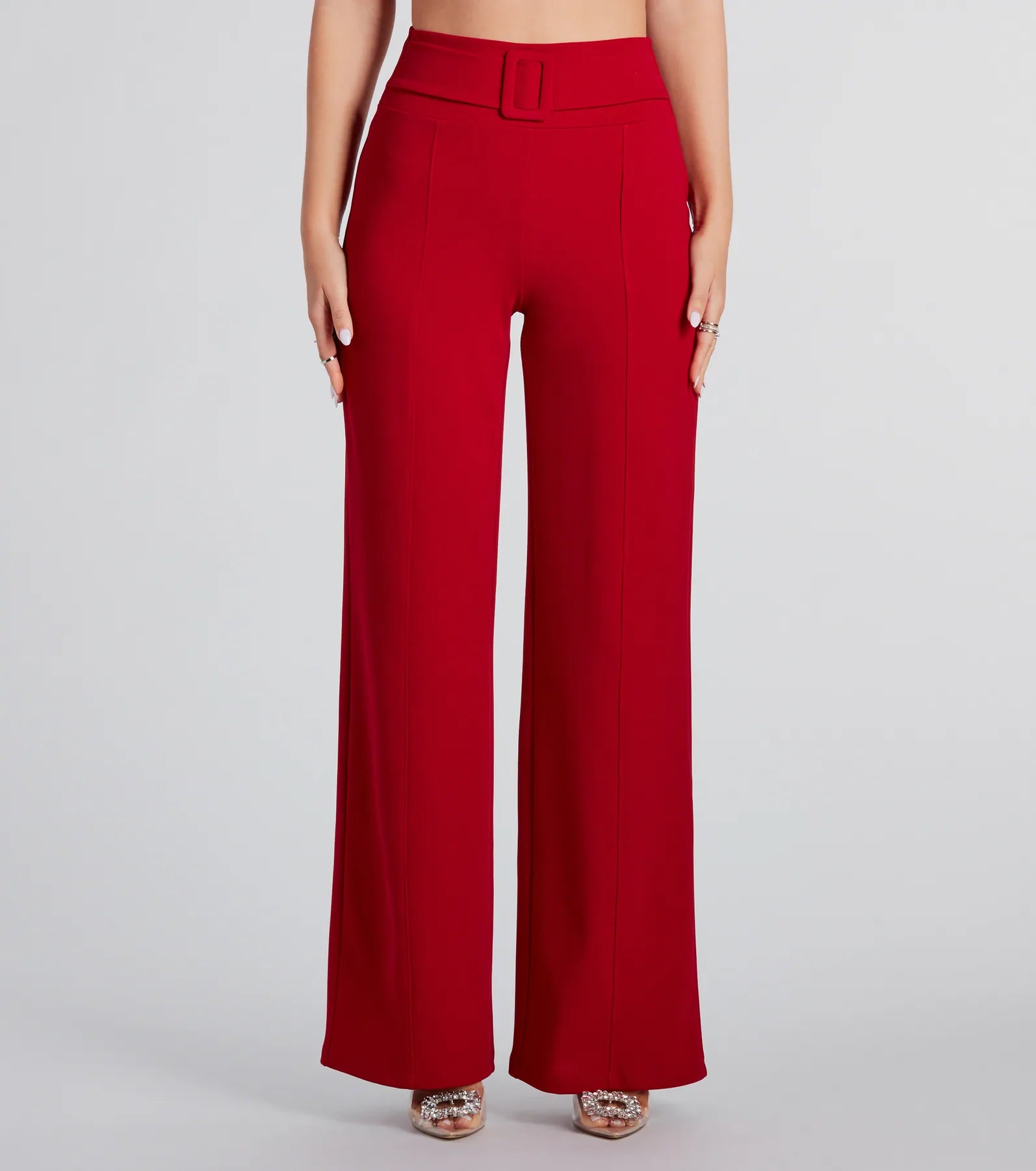 Perfect Look Belt-Detail Trouser Pants