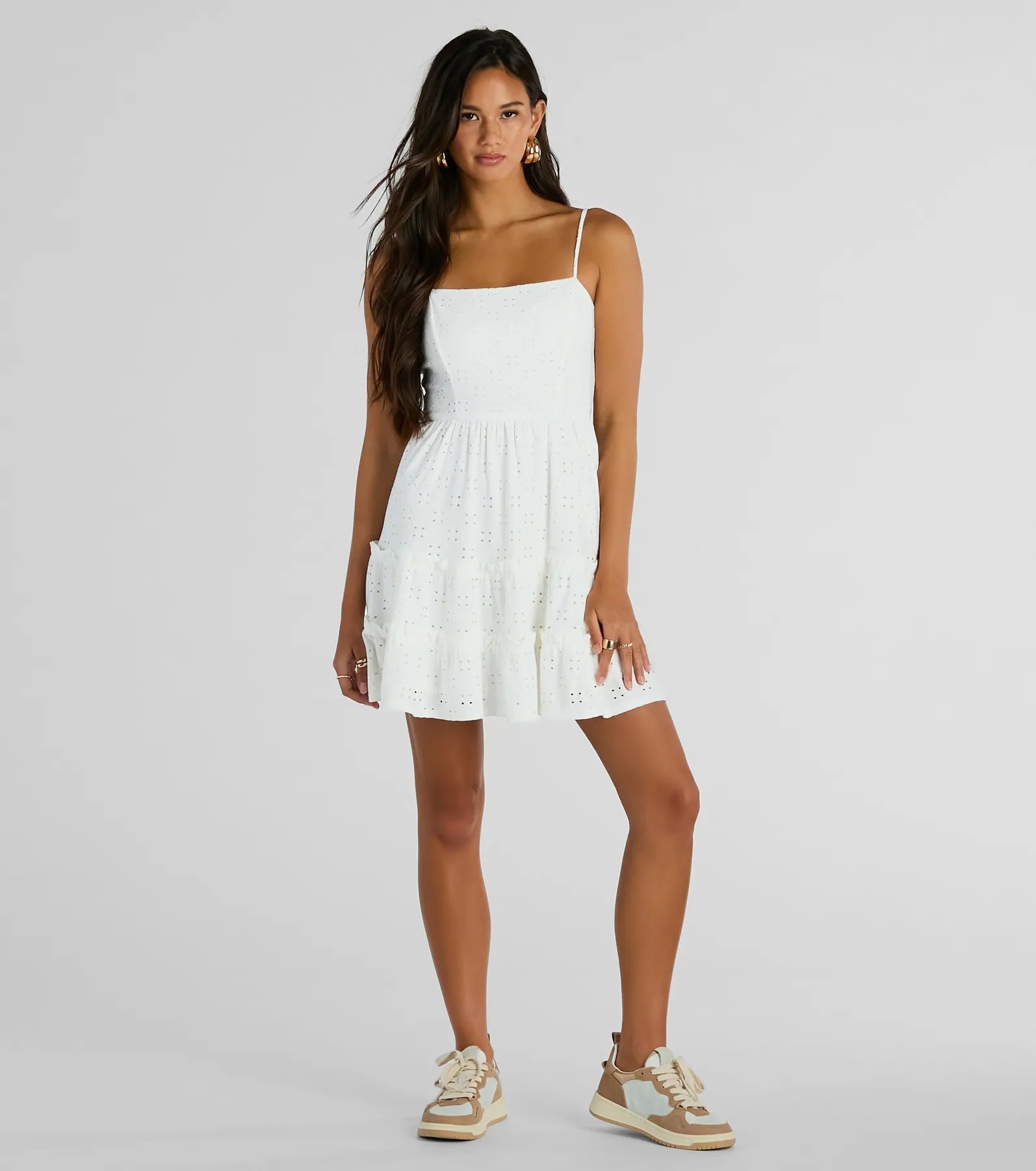 Feeling Amore Tie-Back A-Line Eyelet Mini Dress