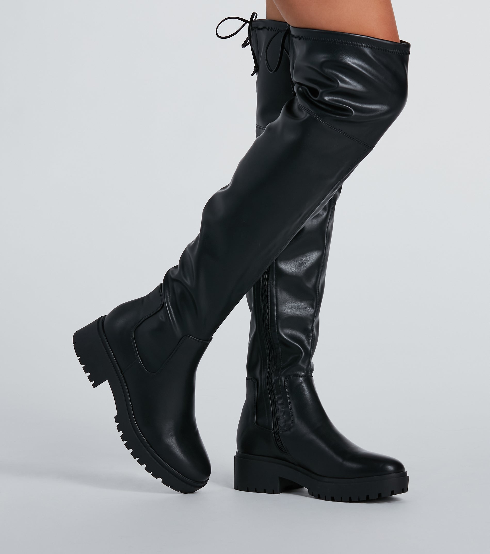 Stomp It Up Thigh-High Lug Boots