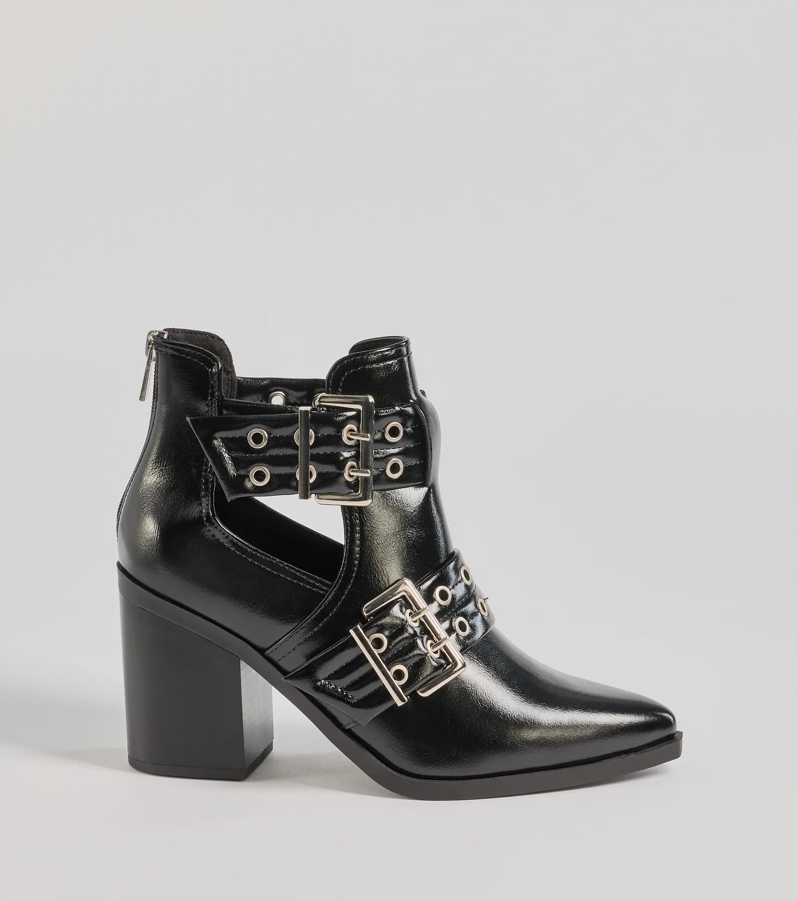 Edgy Stride Buckle Strap Ankle Booties