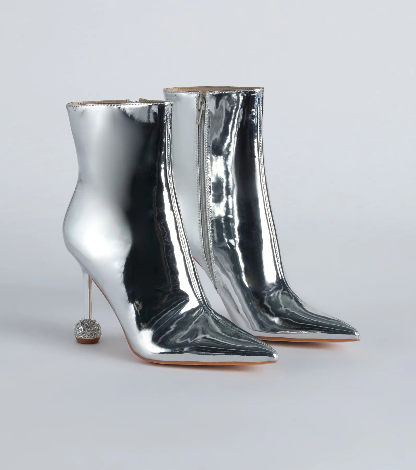 Glamorous Nights Patent Rhinestone Heel Booties