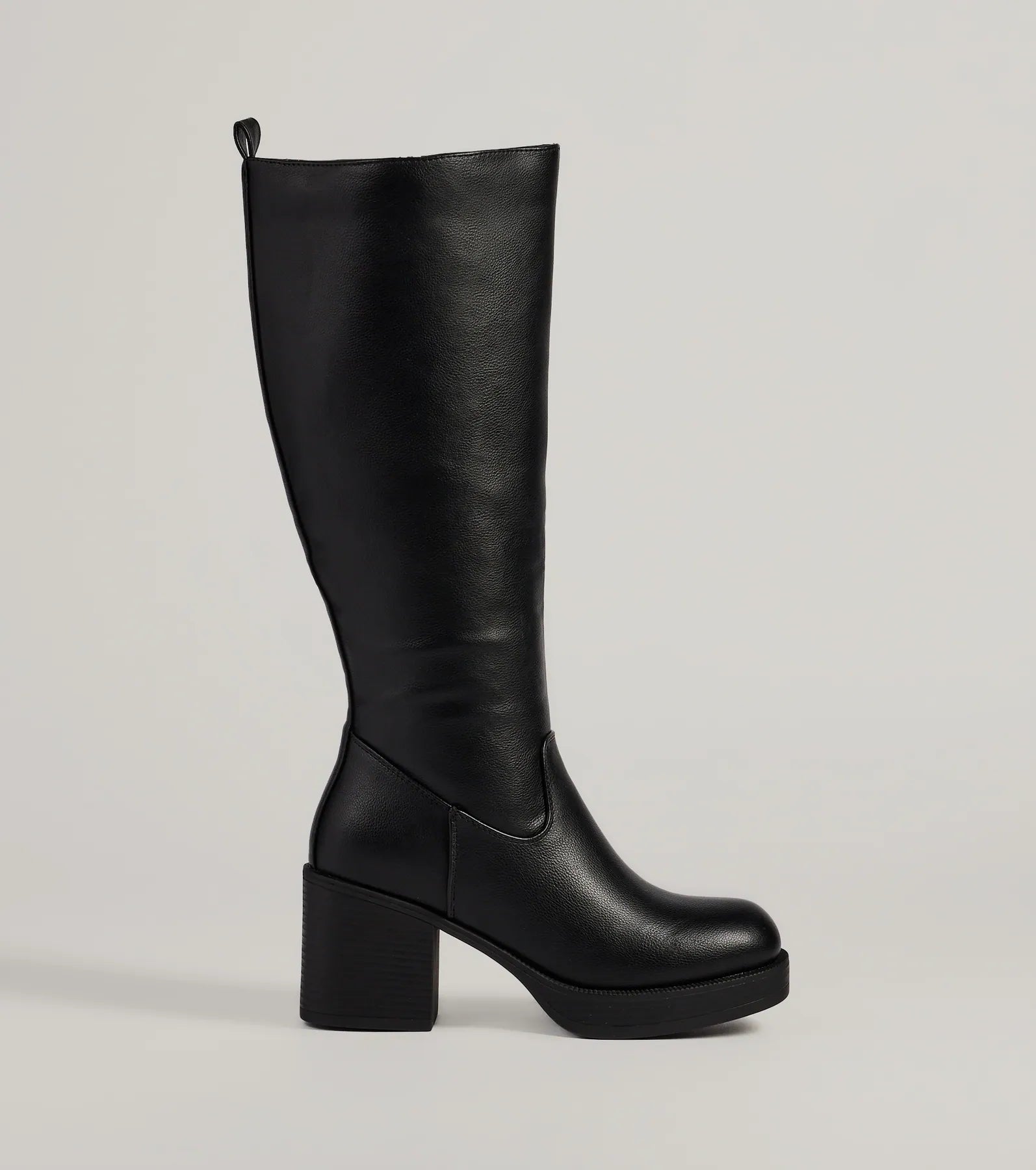 Edgy Chic Under-The-Knee Moto Platform Boots