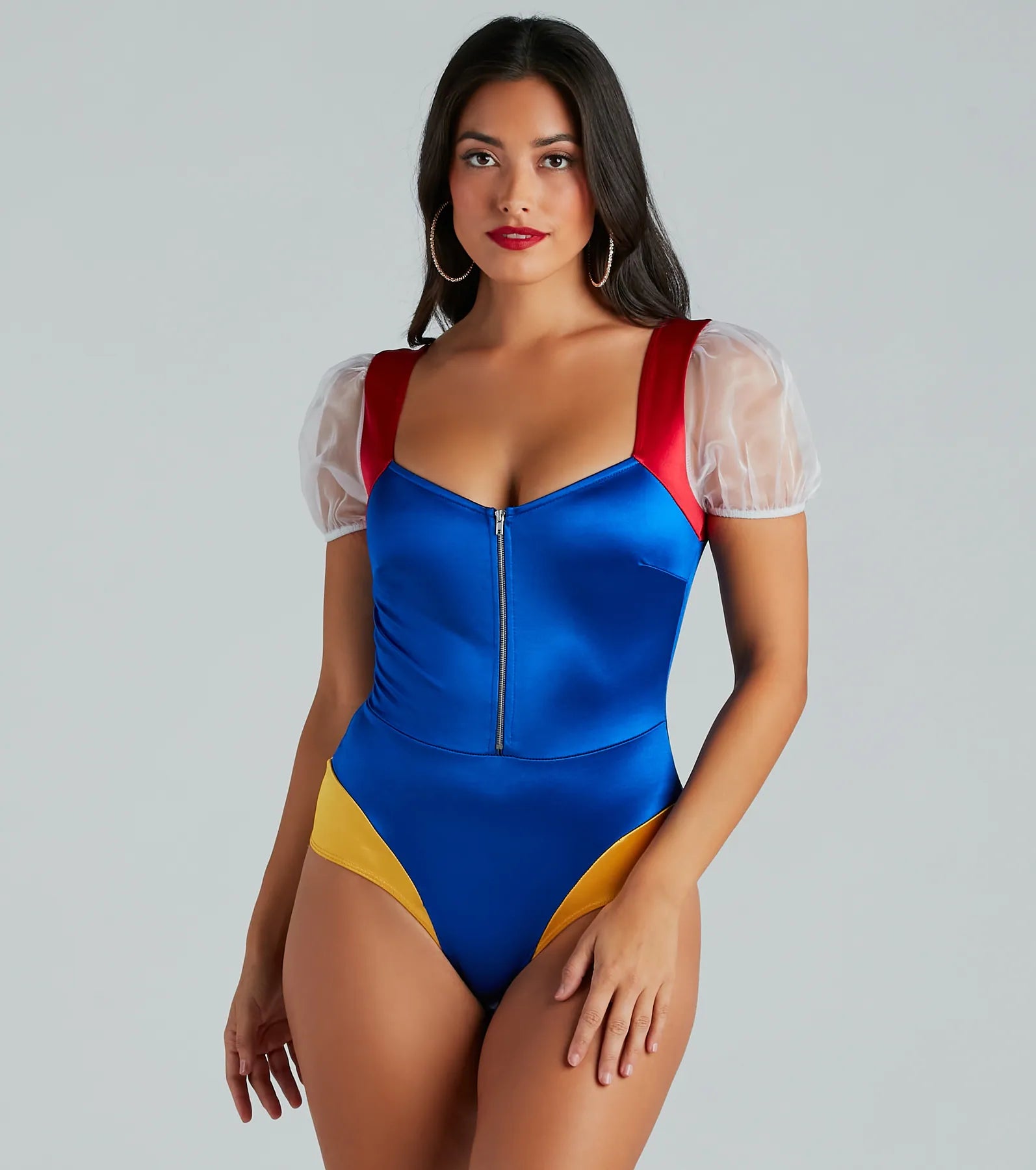 Enchanted Princess Puff Sleeve Satin Bodysuit