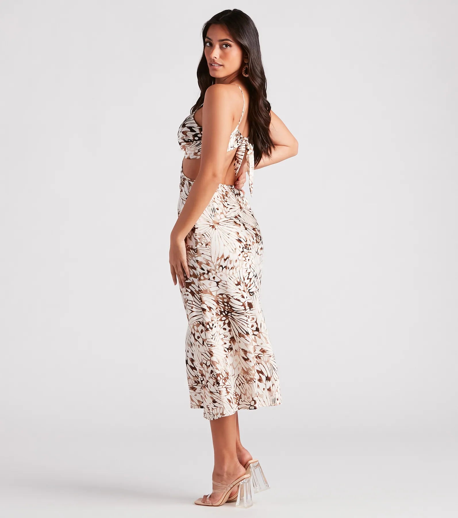 Favorite Moment Satin Printed Midi Dress