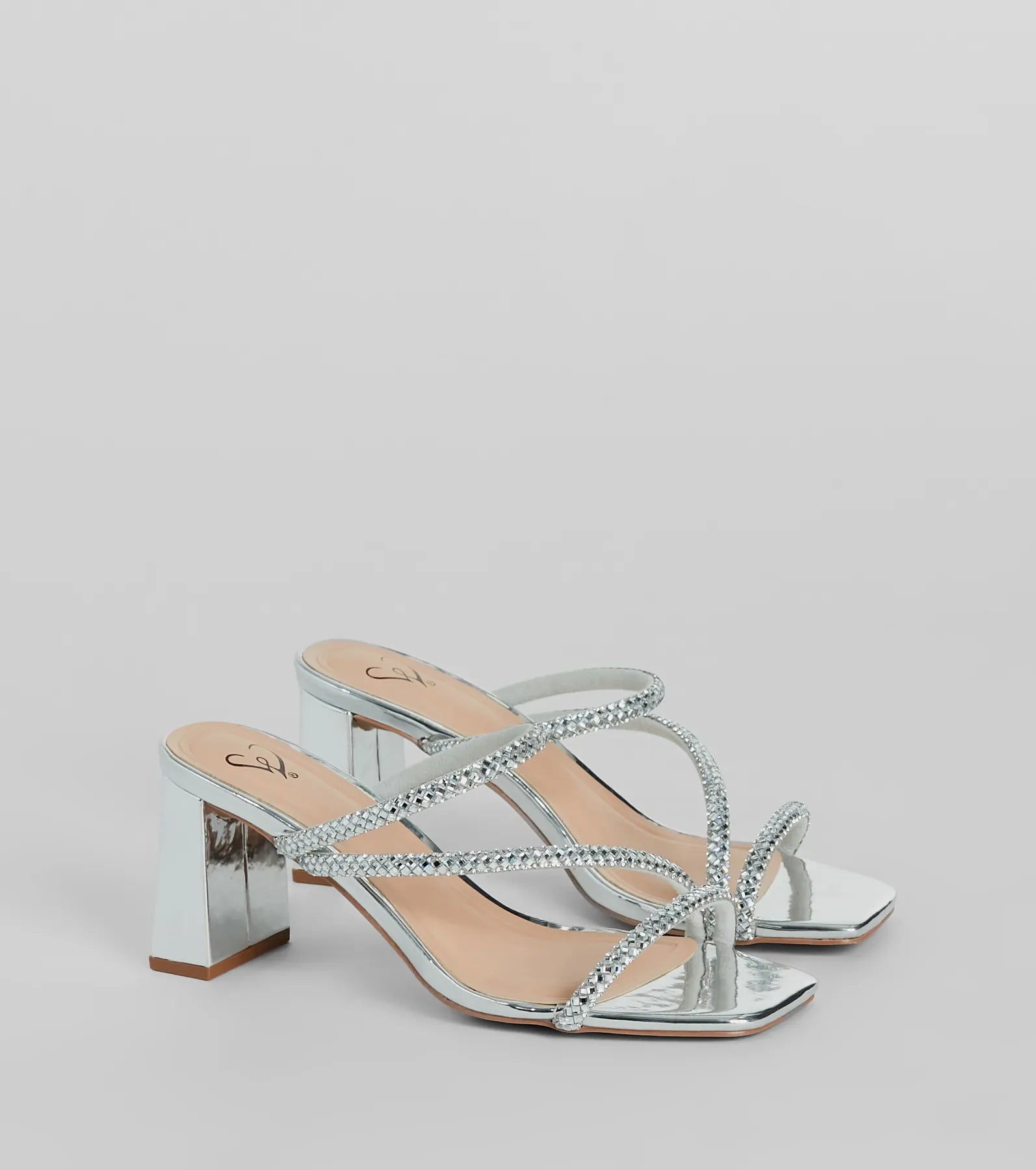 Season To Shine Metallic Rhinestone Mules