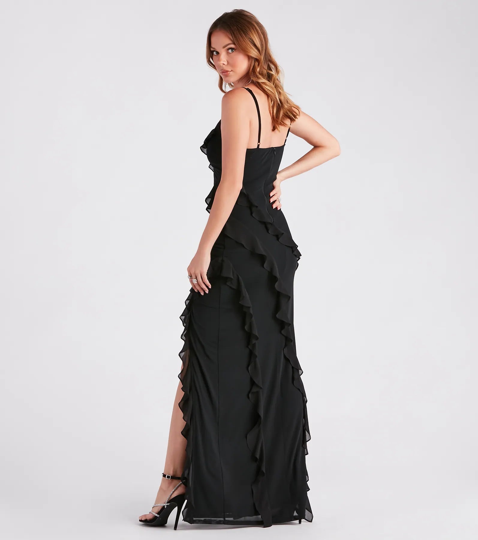 Melrose Formal Mesh Ruffle Mermaid Dress