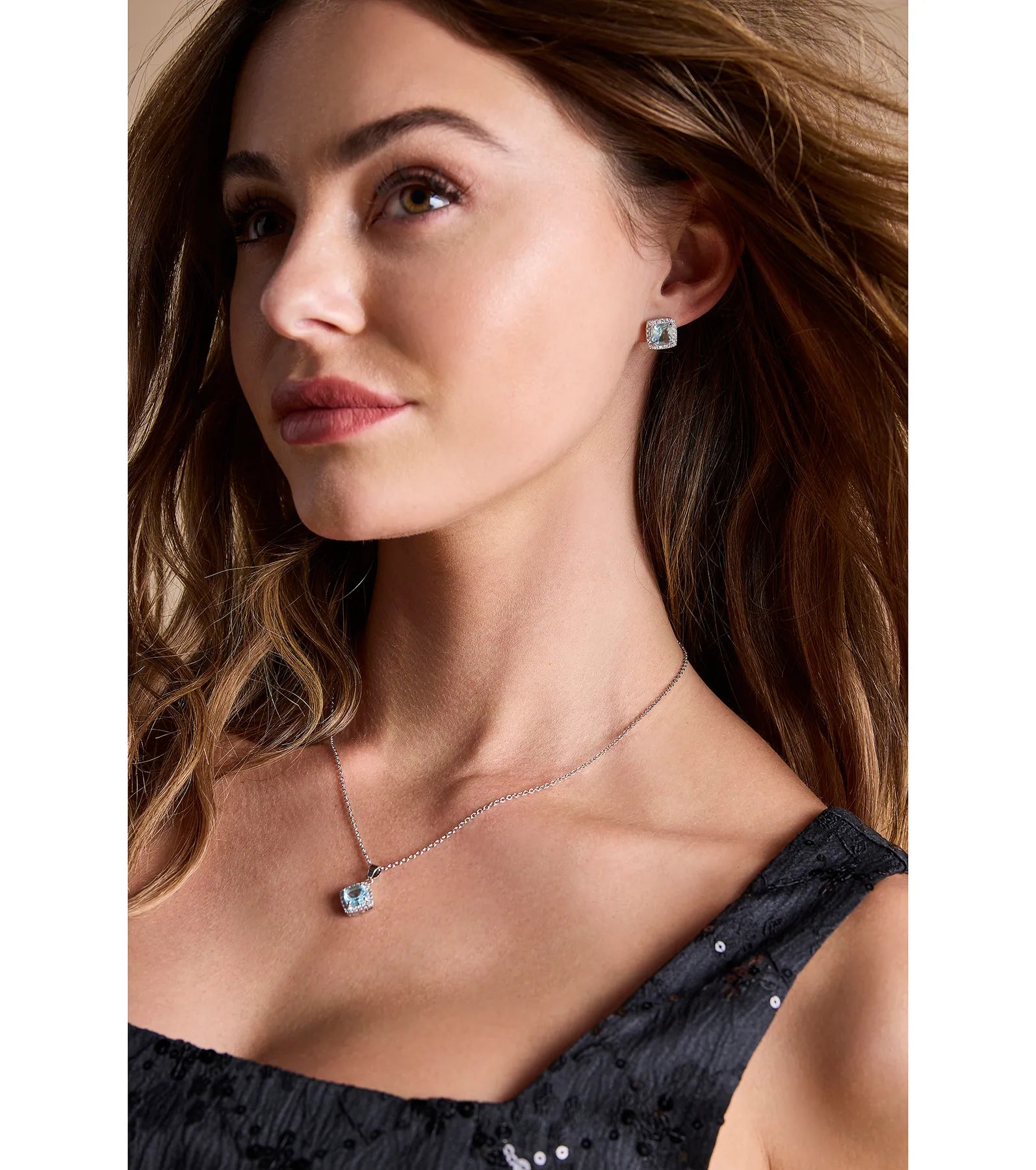 Dazzling Dainty Cubic Zirconia Necklace And Earrings Set