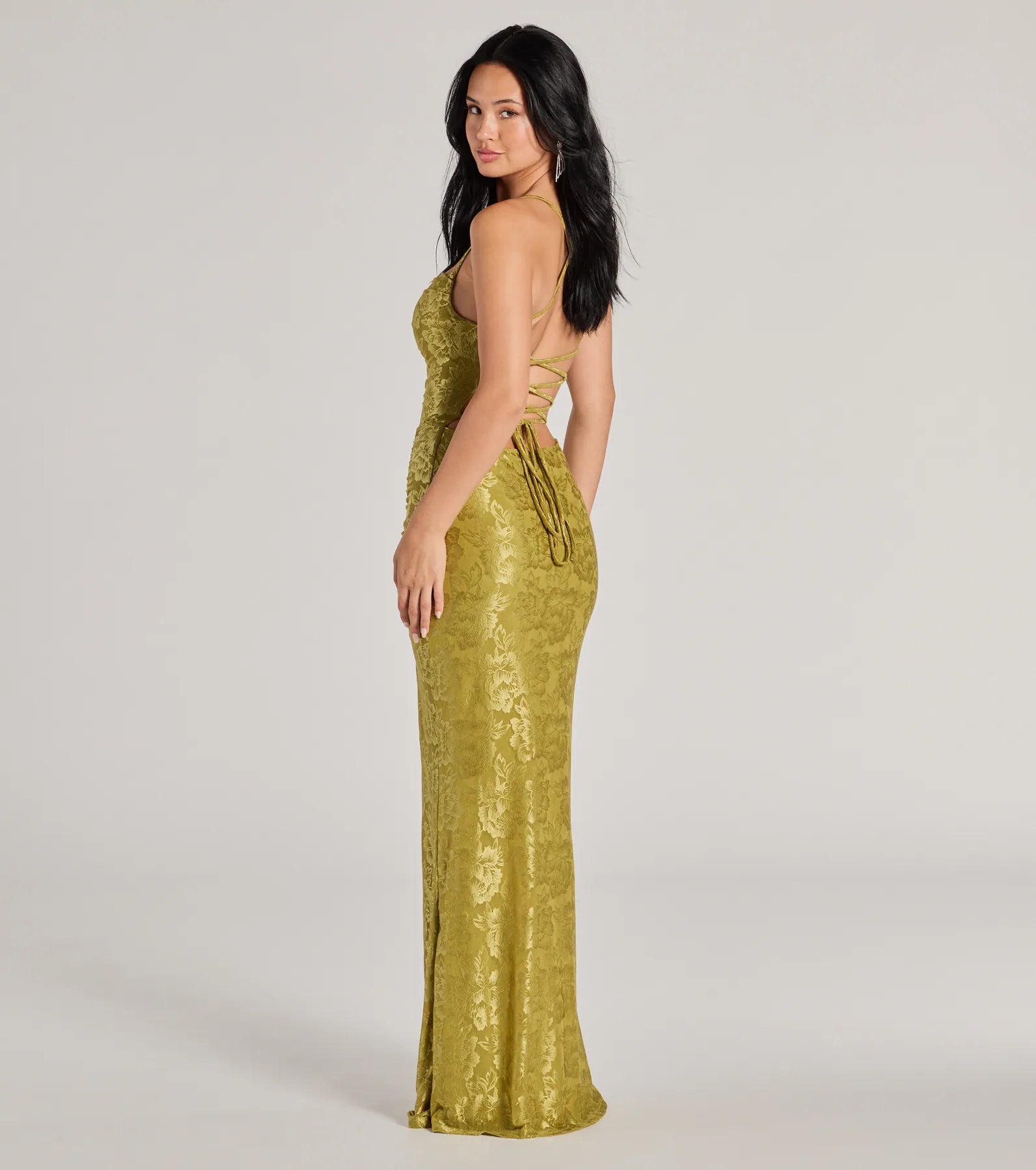 Kehlani Formal Floral Lace Slit Mermaid Dress