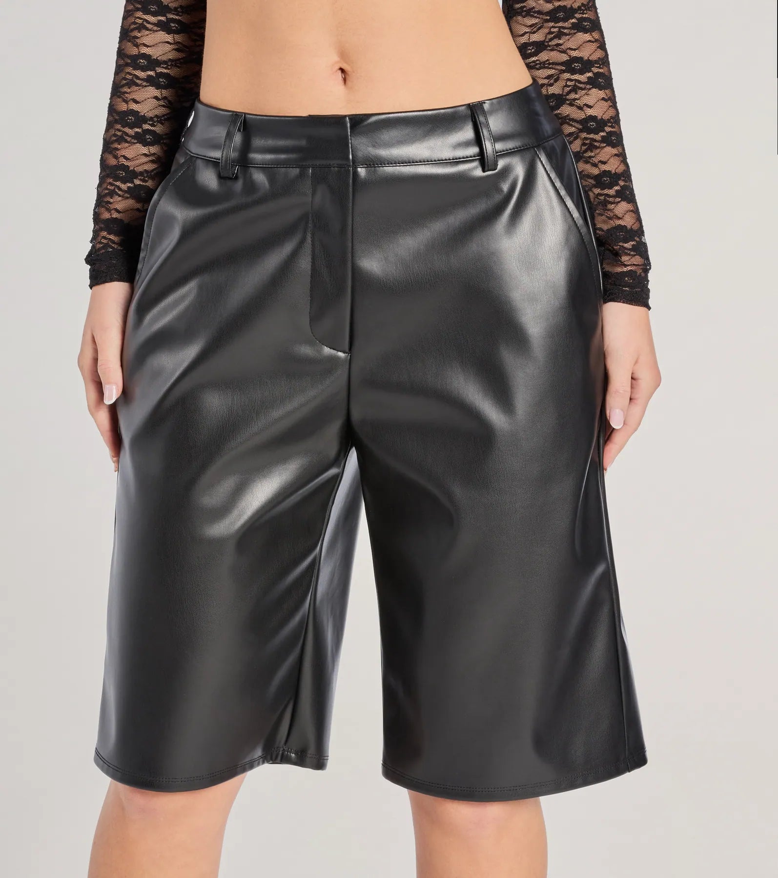 Sleek Edge High-Rise Faux Leather Jorts