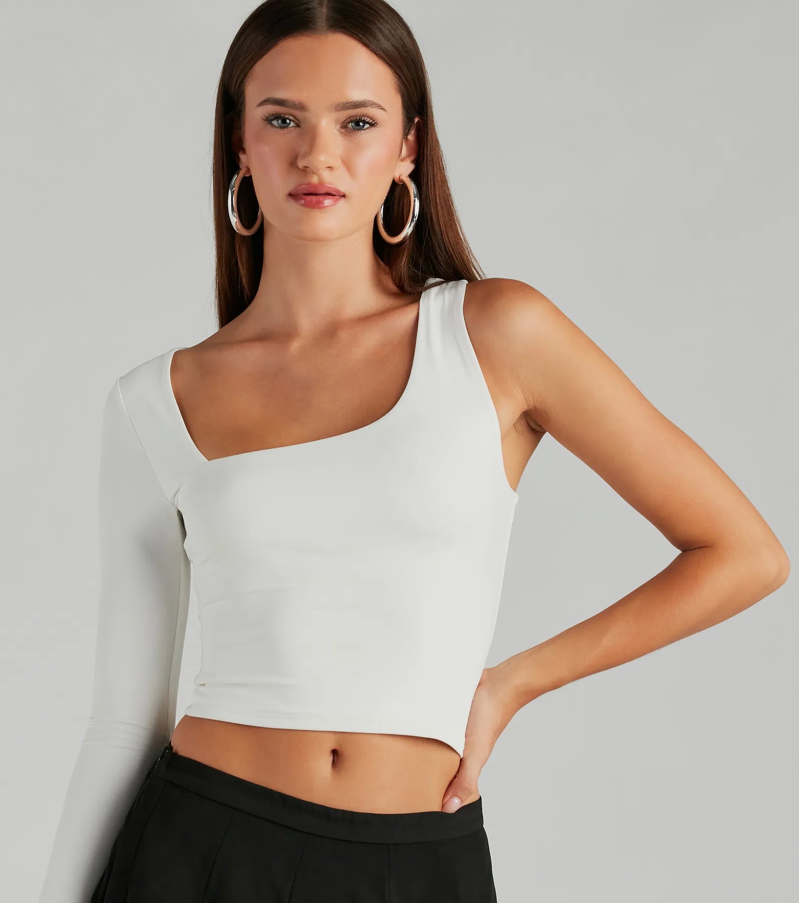 Trendy Staple Asymmetric Smooth Knit Top