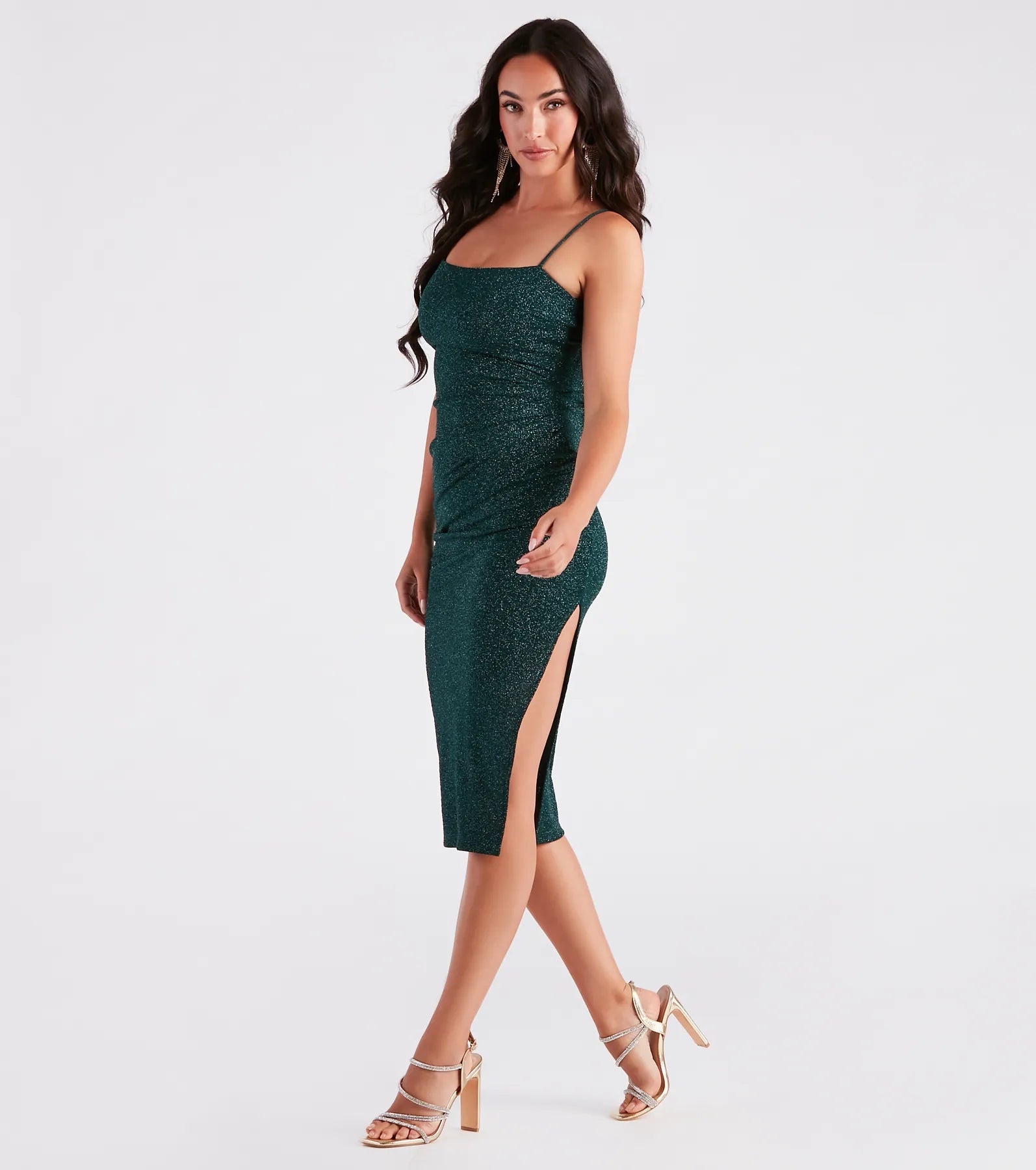 Glitzy Gorgeous Glitter Knit Midi Dress