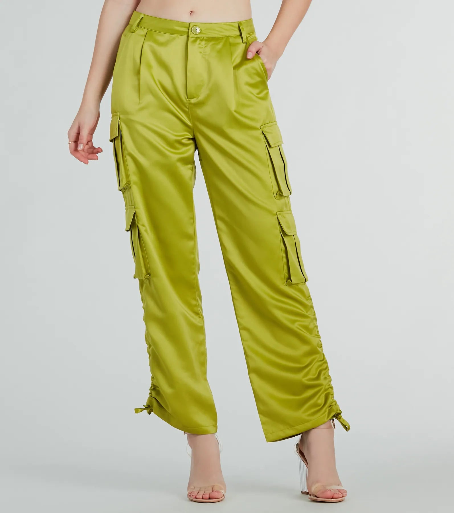 Trendy Babe Satin Cargo Pants