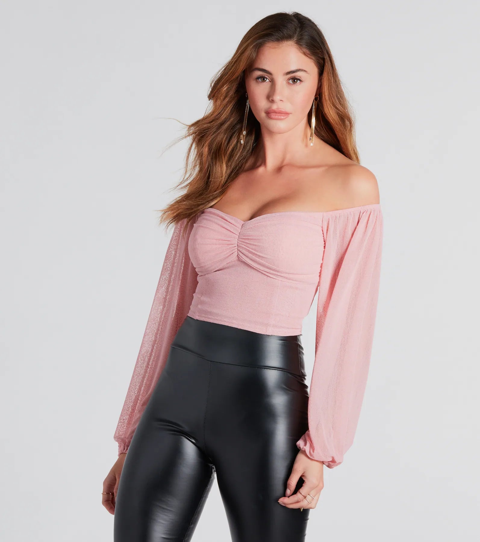 Love So Mesh Off-The-Shoulder Crop Top