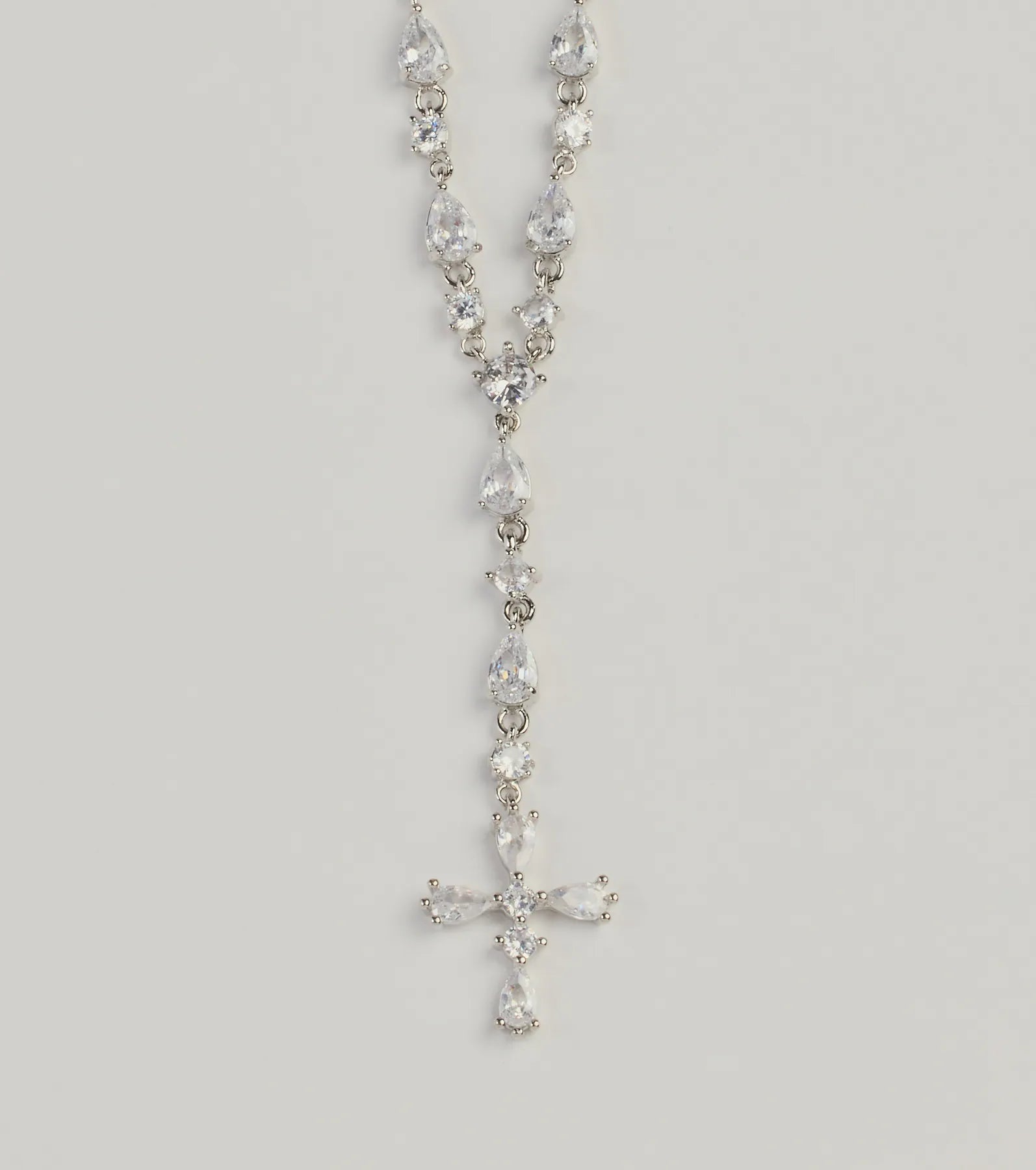 Graceful Elegance Cross Charm Lariat Necklace