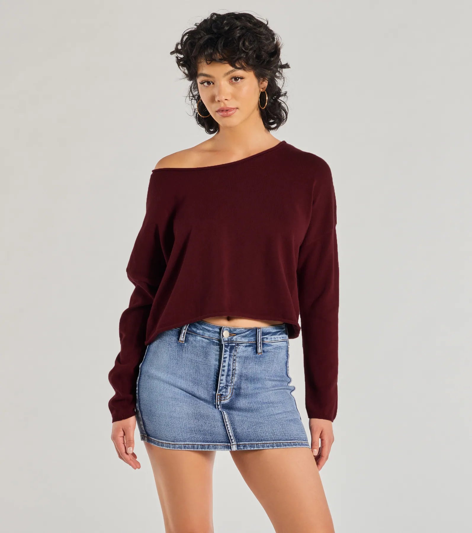 Classic Chic Asymmetrical Cropped Pullover Sweater