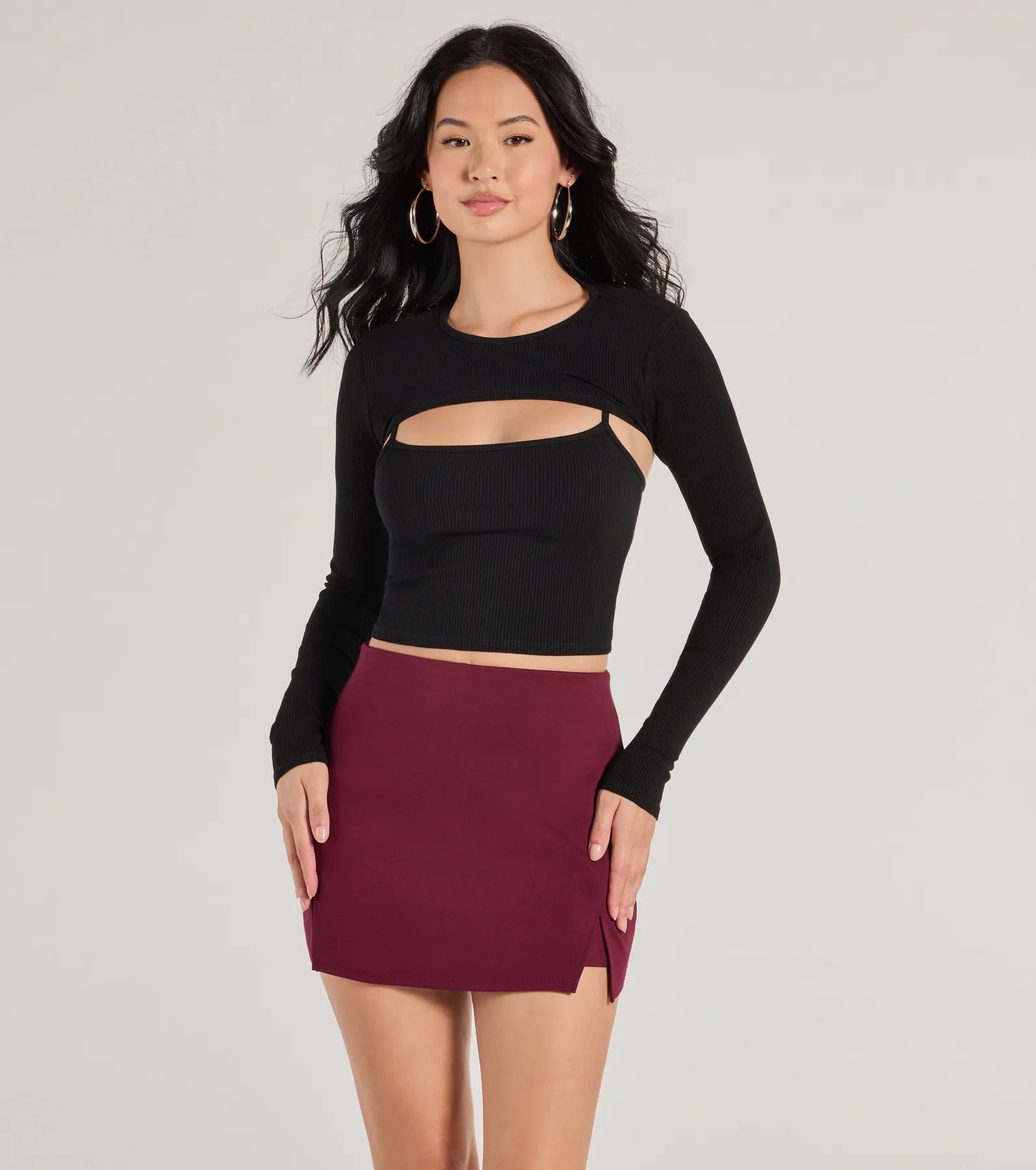 Cute Attitude Ponte Slit Mini Skort