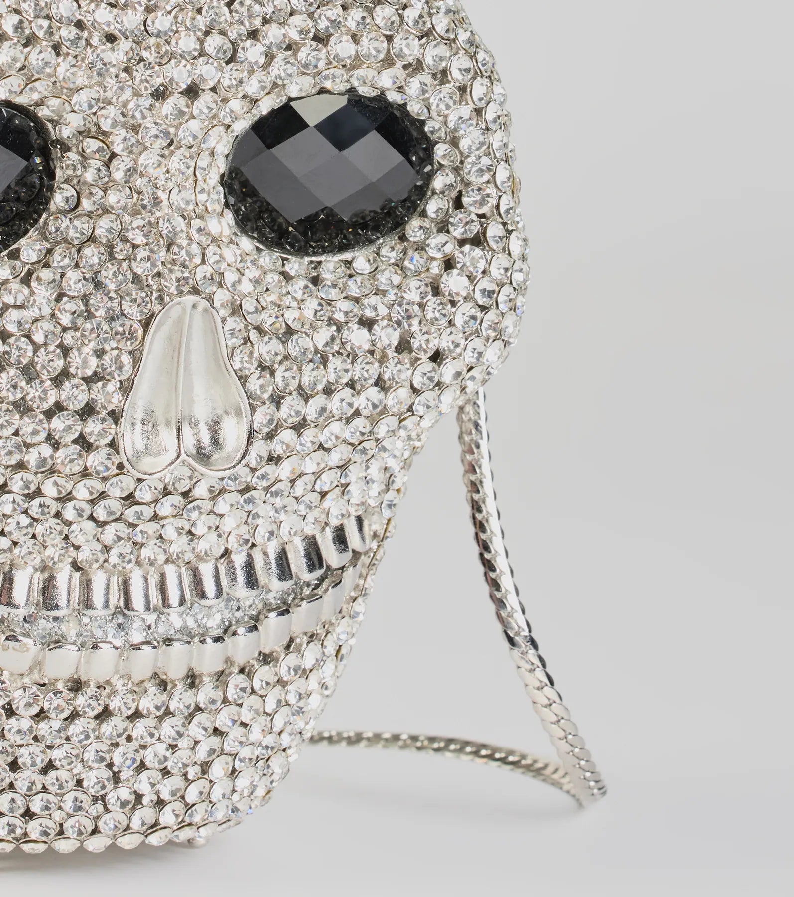 Glam Ghoul Rhinestone Skull Clutch