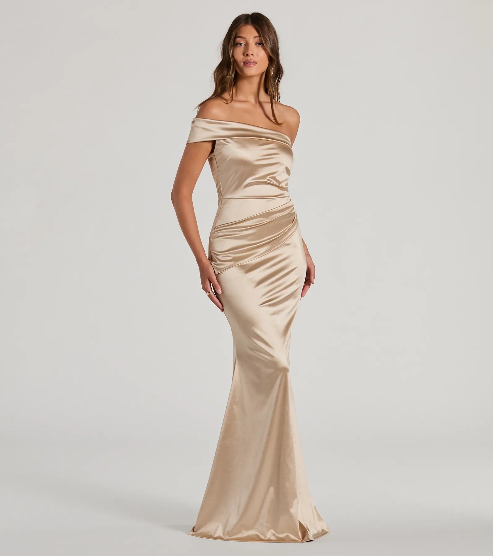 Zoey Formal One-Shoulder Satin Mermaid Dress