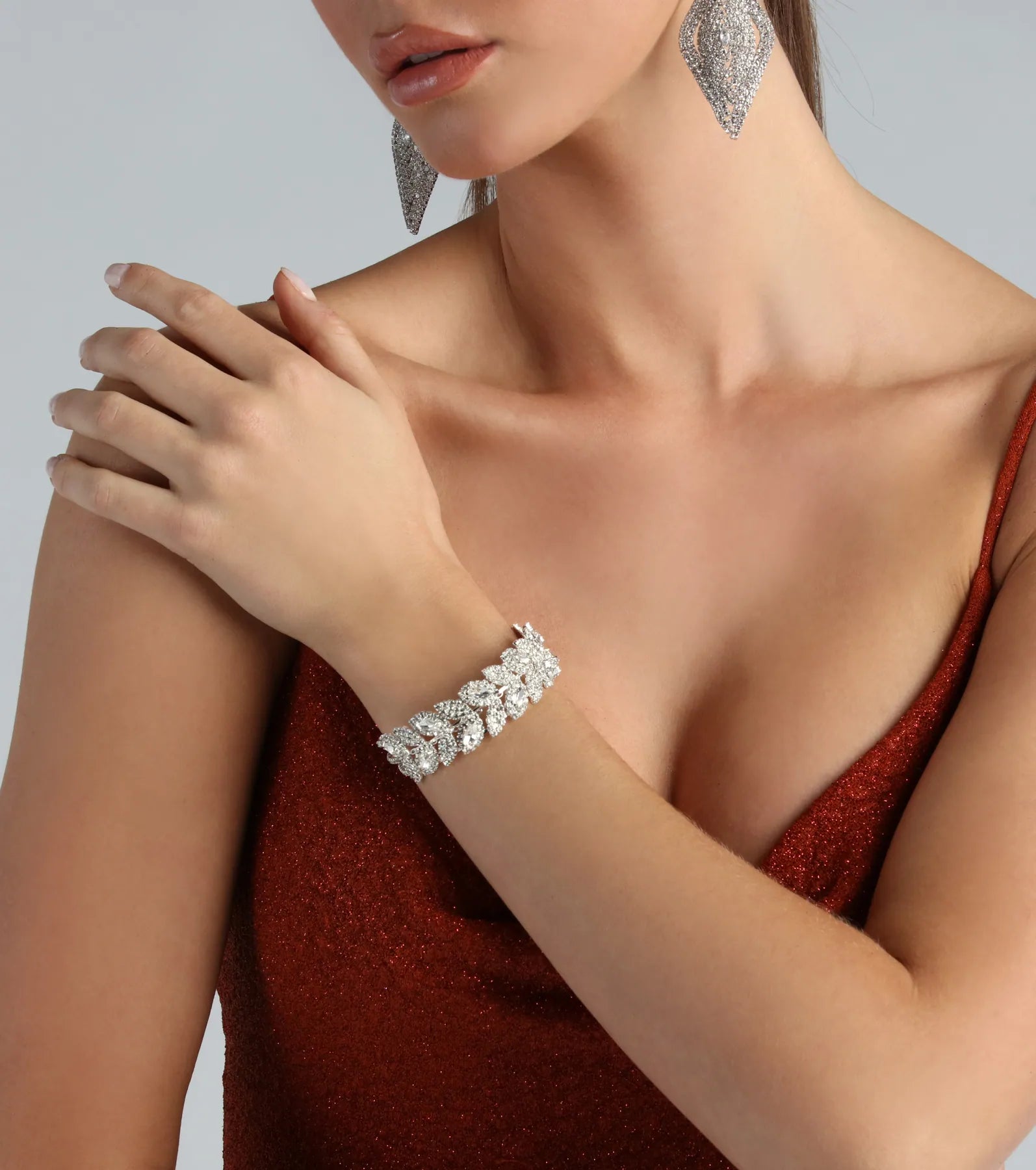 Love The Luxe Rhinestone Leaf Cuff Bracelet