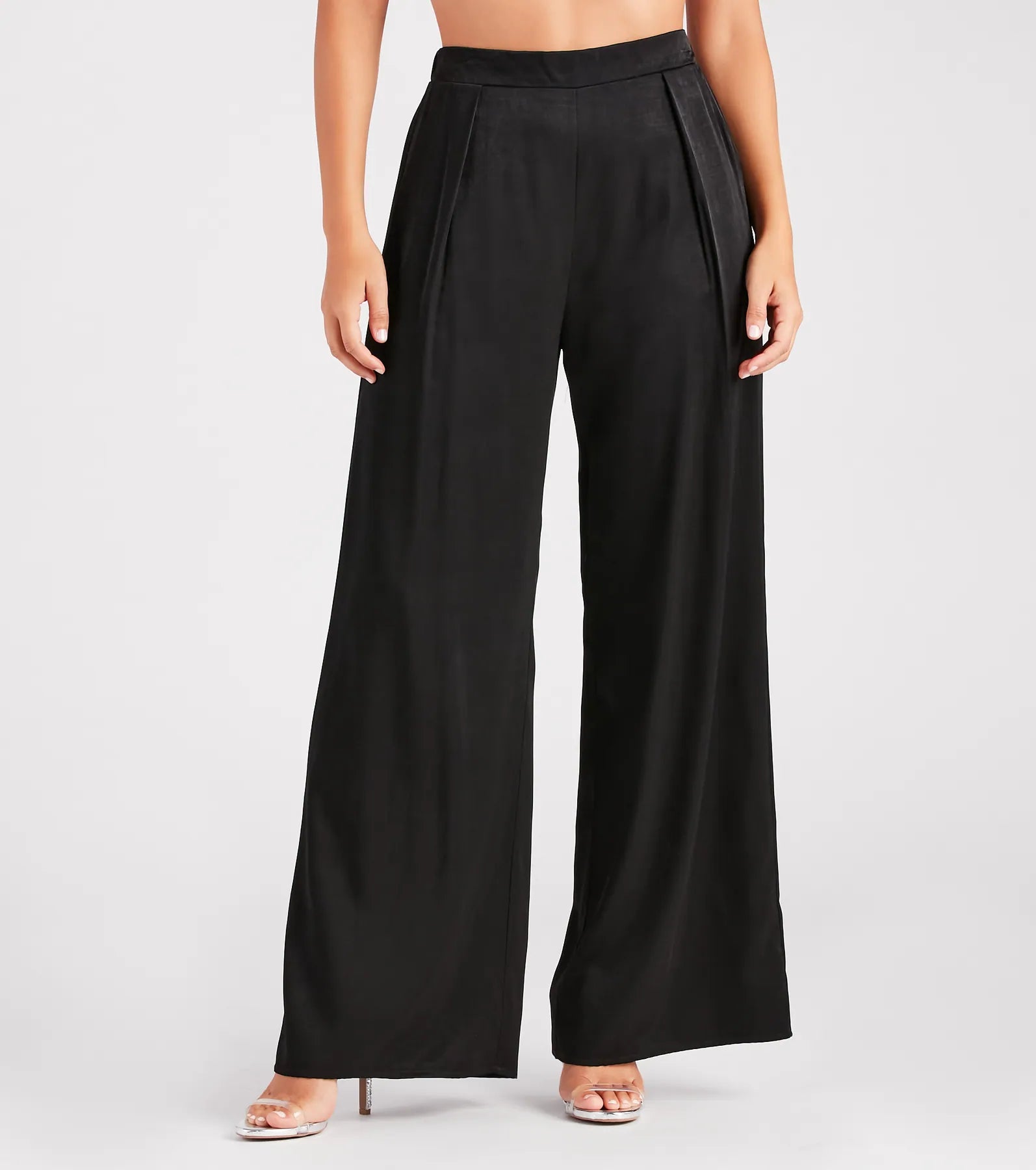 Sleek And Sophisticated Satin Wide-Leg Pants